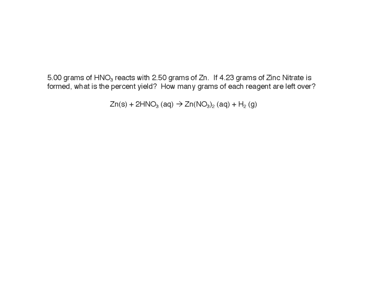 CHEM 103 Exam 2 Review Problems FA24: Yield, Reactions & Structures ...