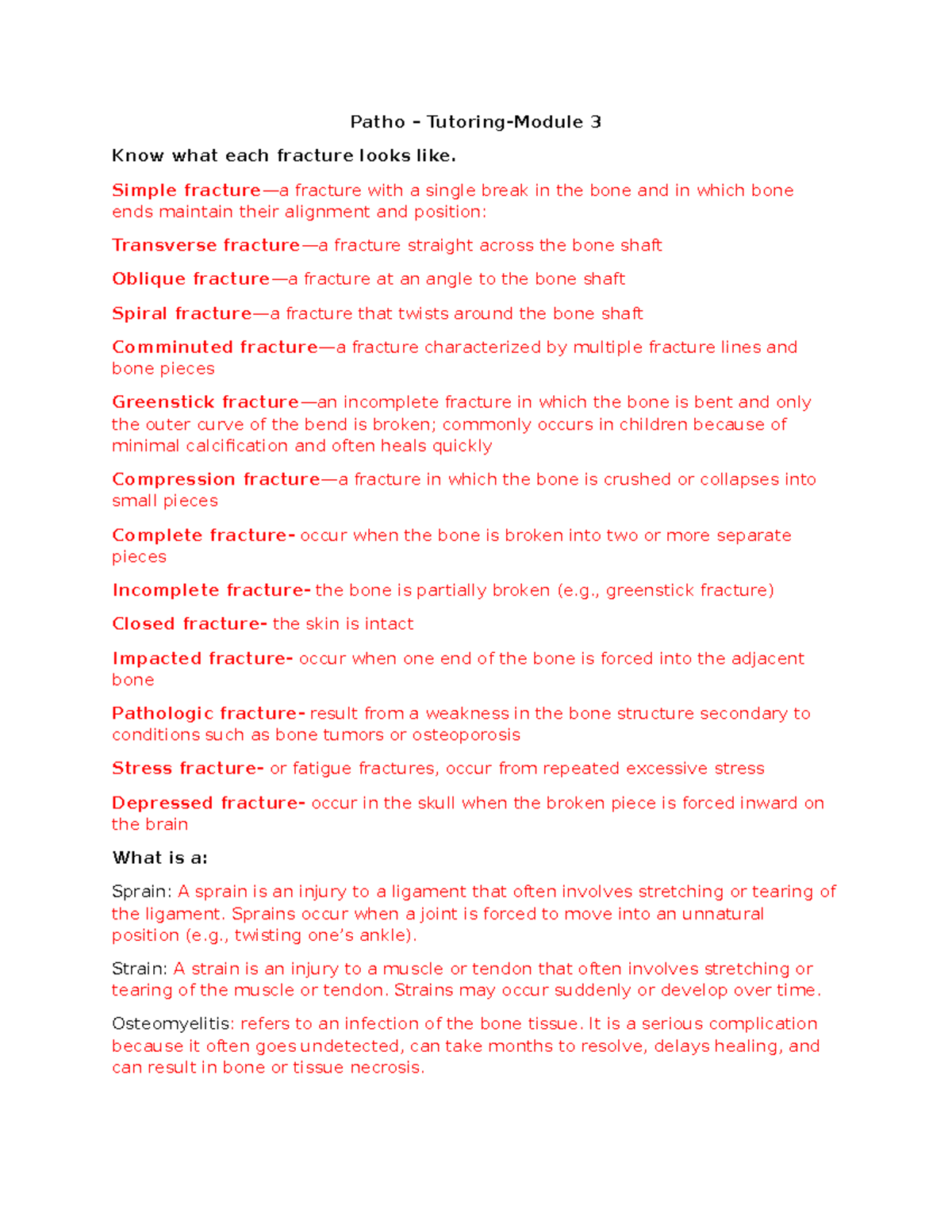 Module 3 Pathophysiology Worksheet - Answer Key and Notes - Studocu