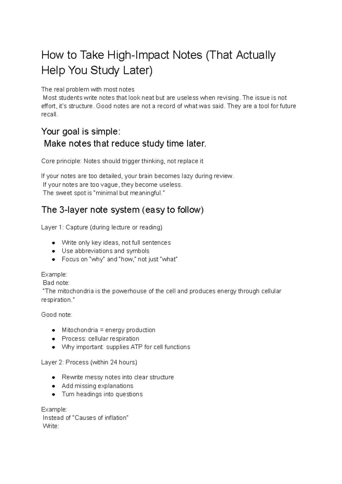 How to Take High-Impact Notes for Effective Studying - Studocu