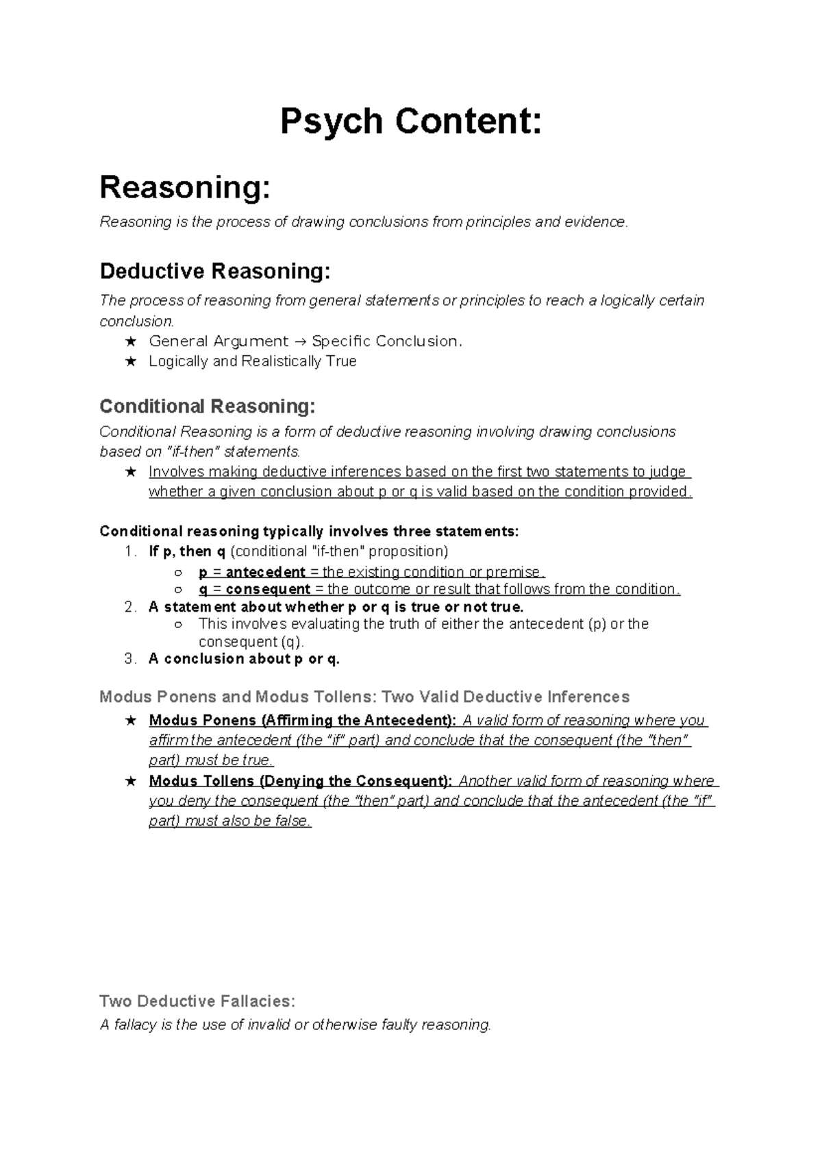 Psych 101: Reasoning and Language - Test Revision for Lessons 7-9 - Studocu