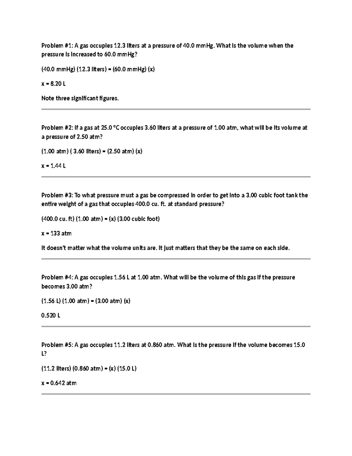 Boyle's Law - Sample Problems and Solutions (PHYS 101) - Studocu