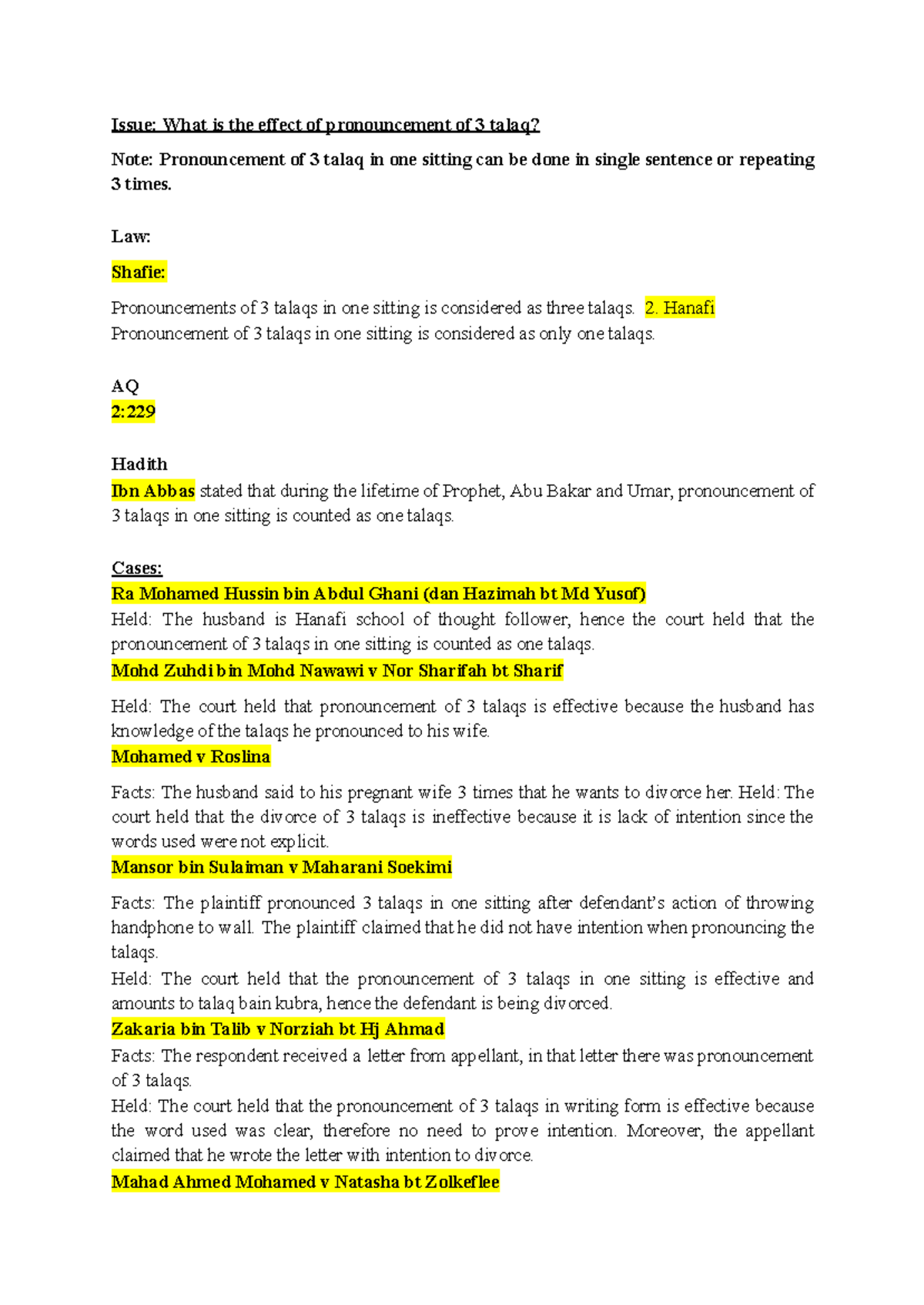 Pronouncement Of Divorce