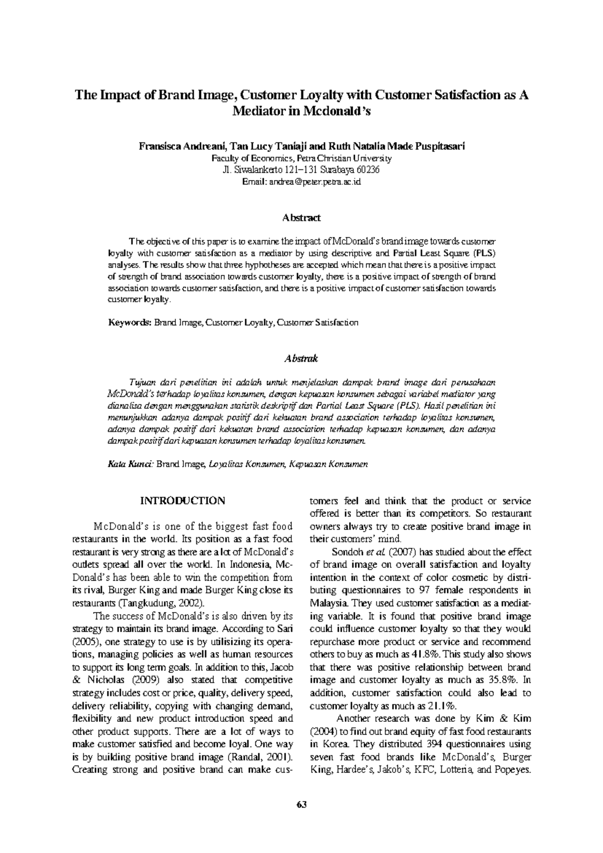 The Impact of Brand Image on Customer Loyalty with Satisfaction as ...