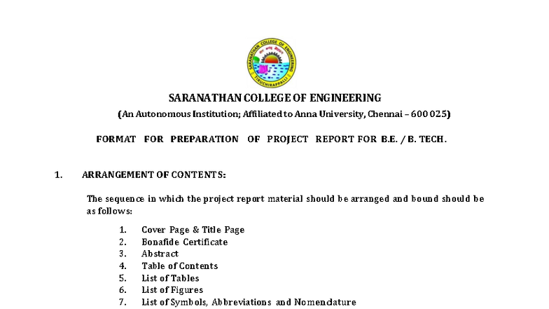 SCE B.E. Project Report Format 2025: Guidelines & Specifications - Studocu