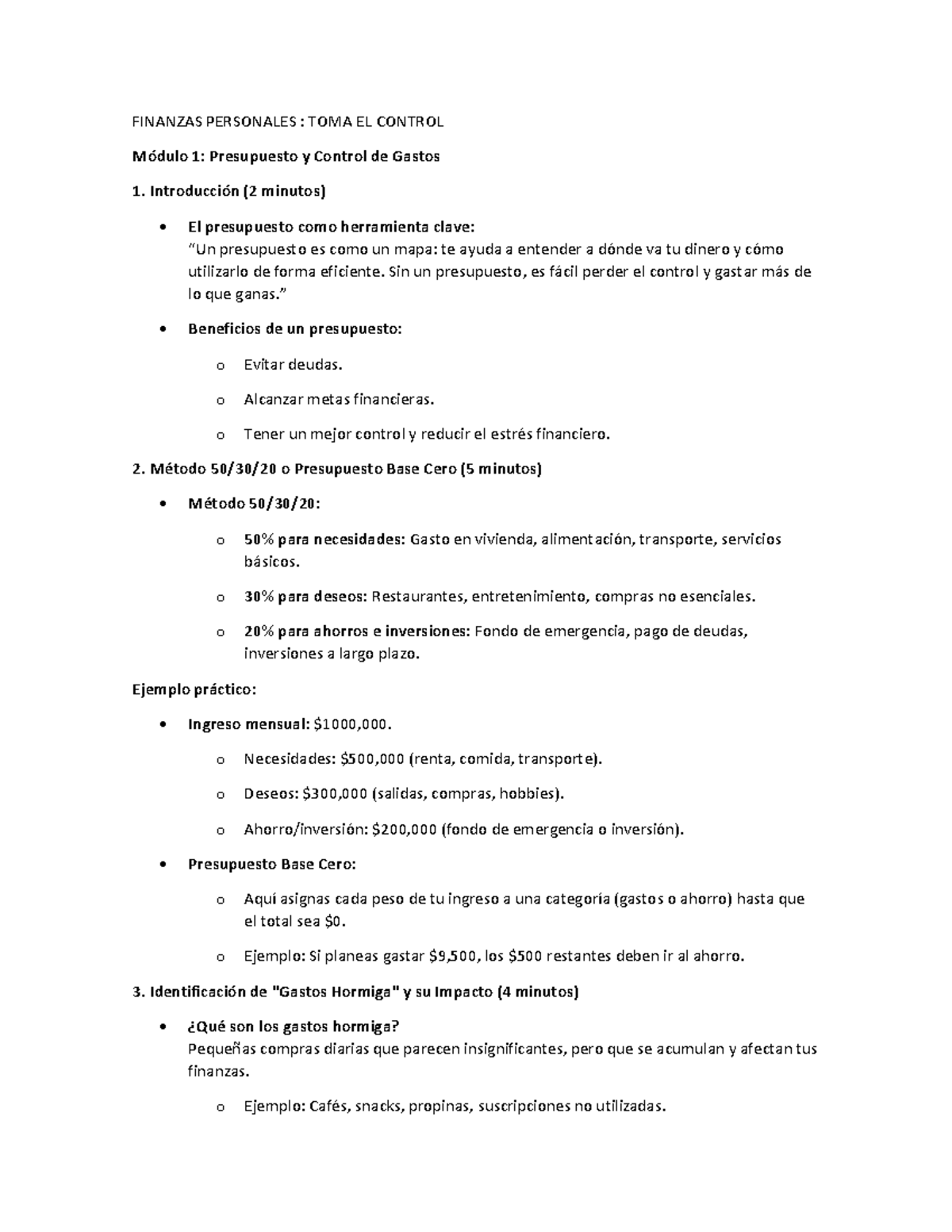 Finanzas Personales - FINANZAS PERSONALES : TOMA EL CONTROL Módulo 1 ...