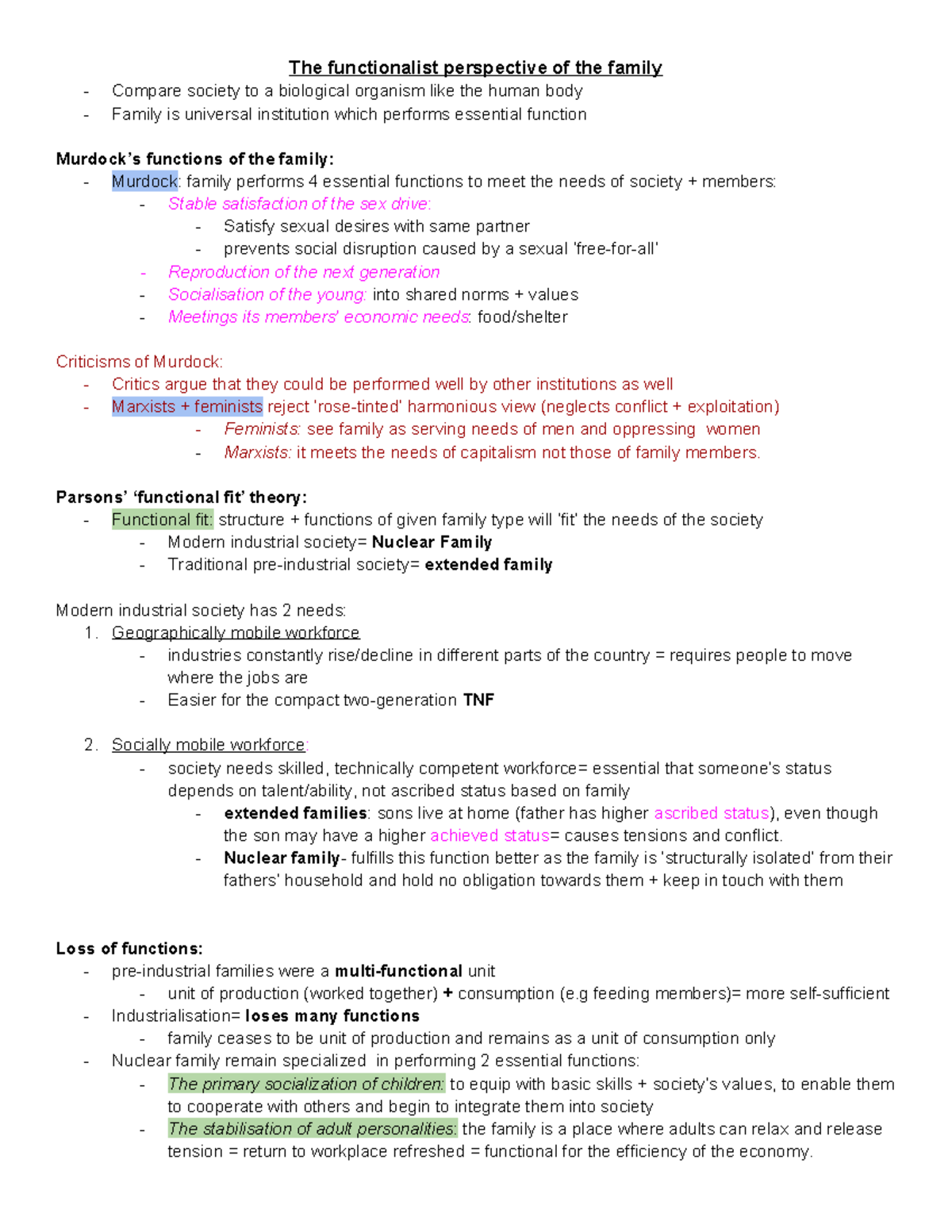 Family Perspectives and Theories: A Comprehensive SOC101 Review - Document Preview