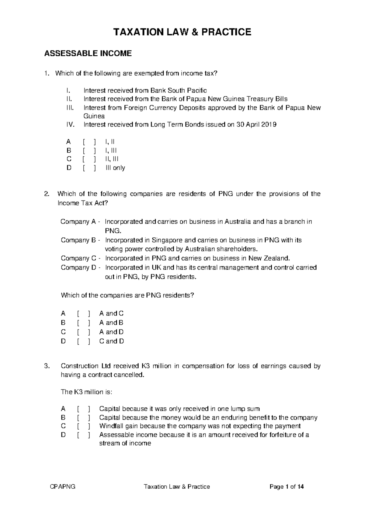 TLP Exam - Review Questions on Taxation Law Practice - Studocu