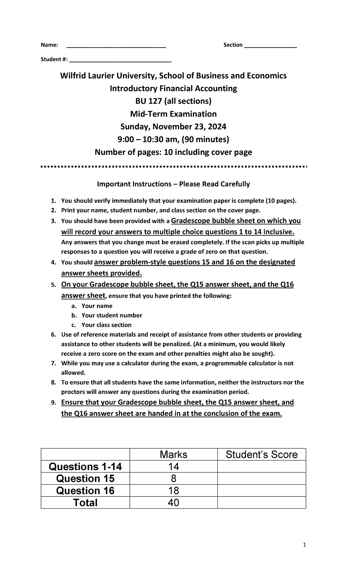 Fall 2024 Midterm 2 (without solutions) - Name ...