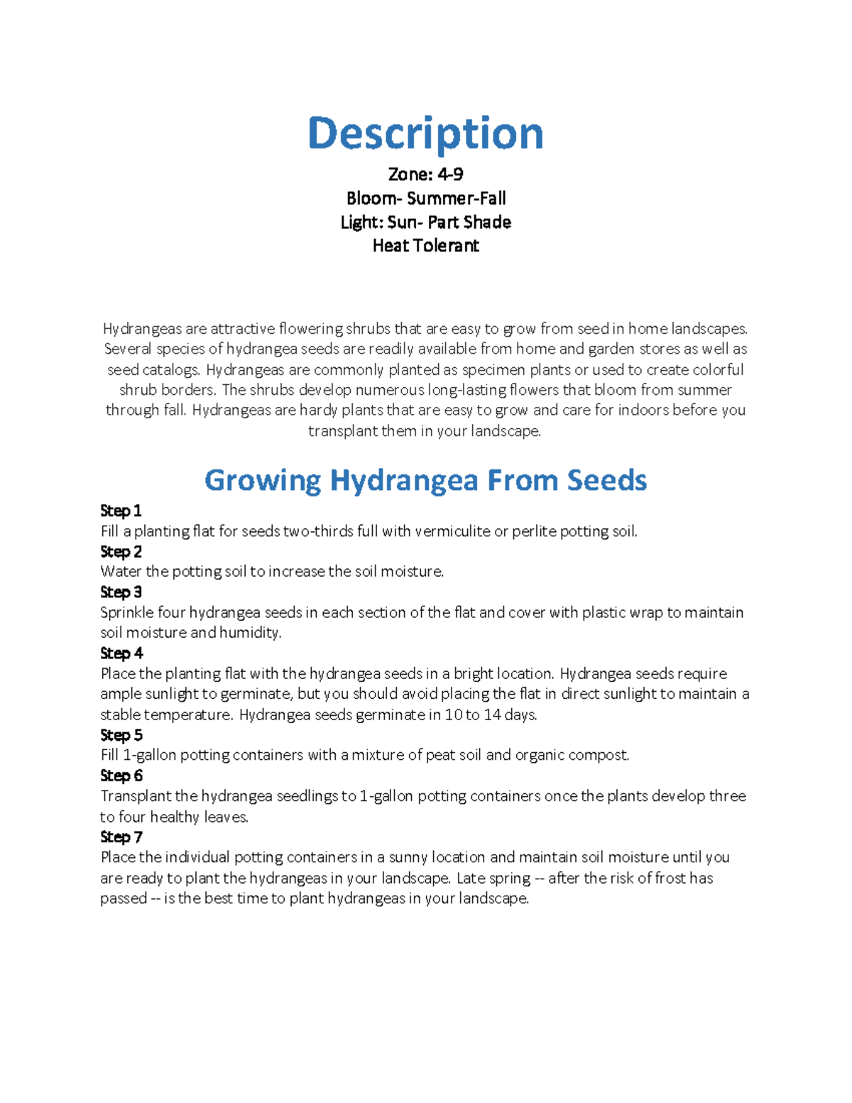 Hydrangea Growing Guide: Light & Heat Tolerant Varieties - Studocu
