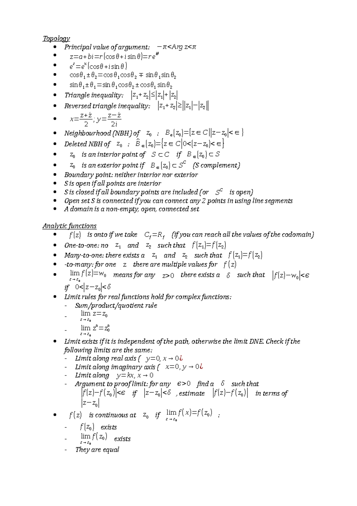 Complex Analysis Overview: Key Concepts and Principles - Studeersnel
