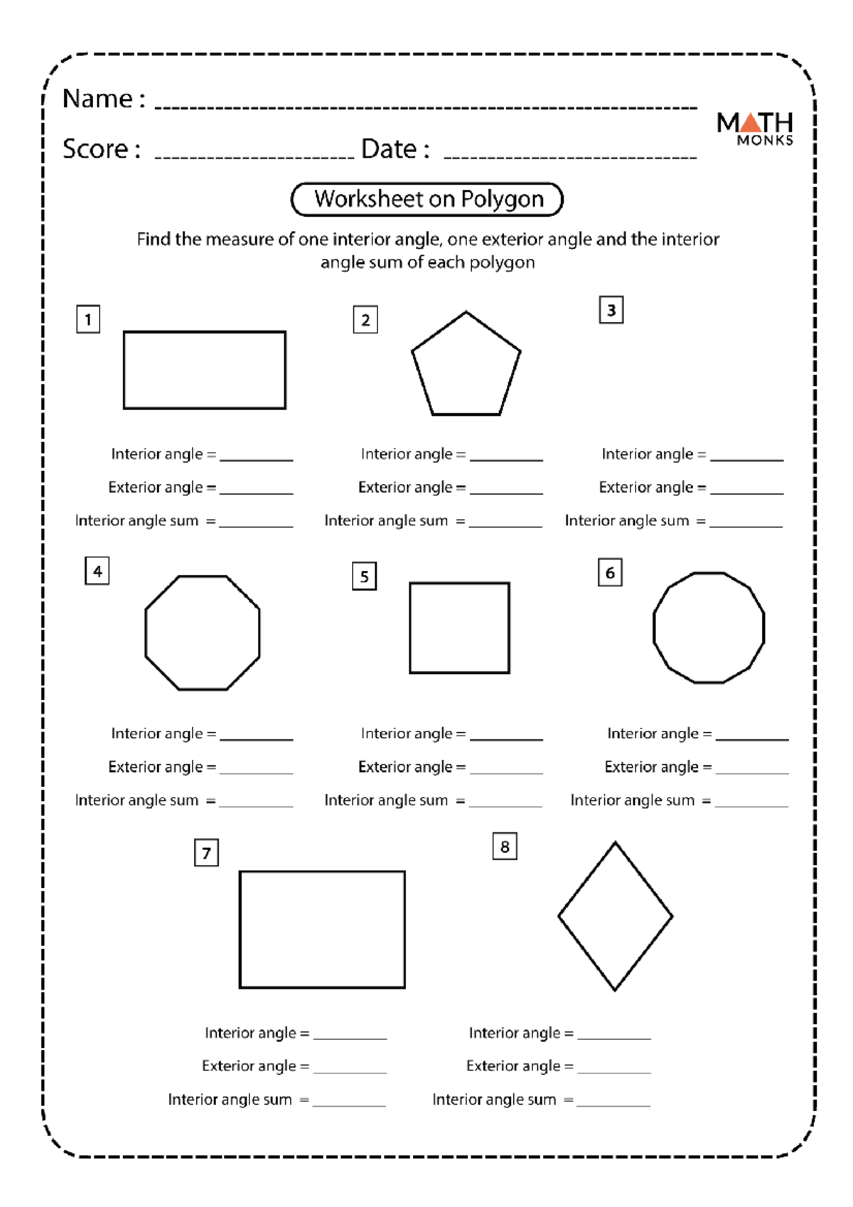 MATH Geometry Worksheet: Polygons Angle Measures Studocu MATH Geometry Worksheet: Polygons Angle Measures Studocu