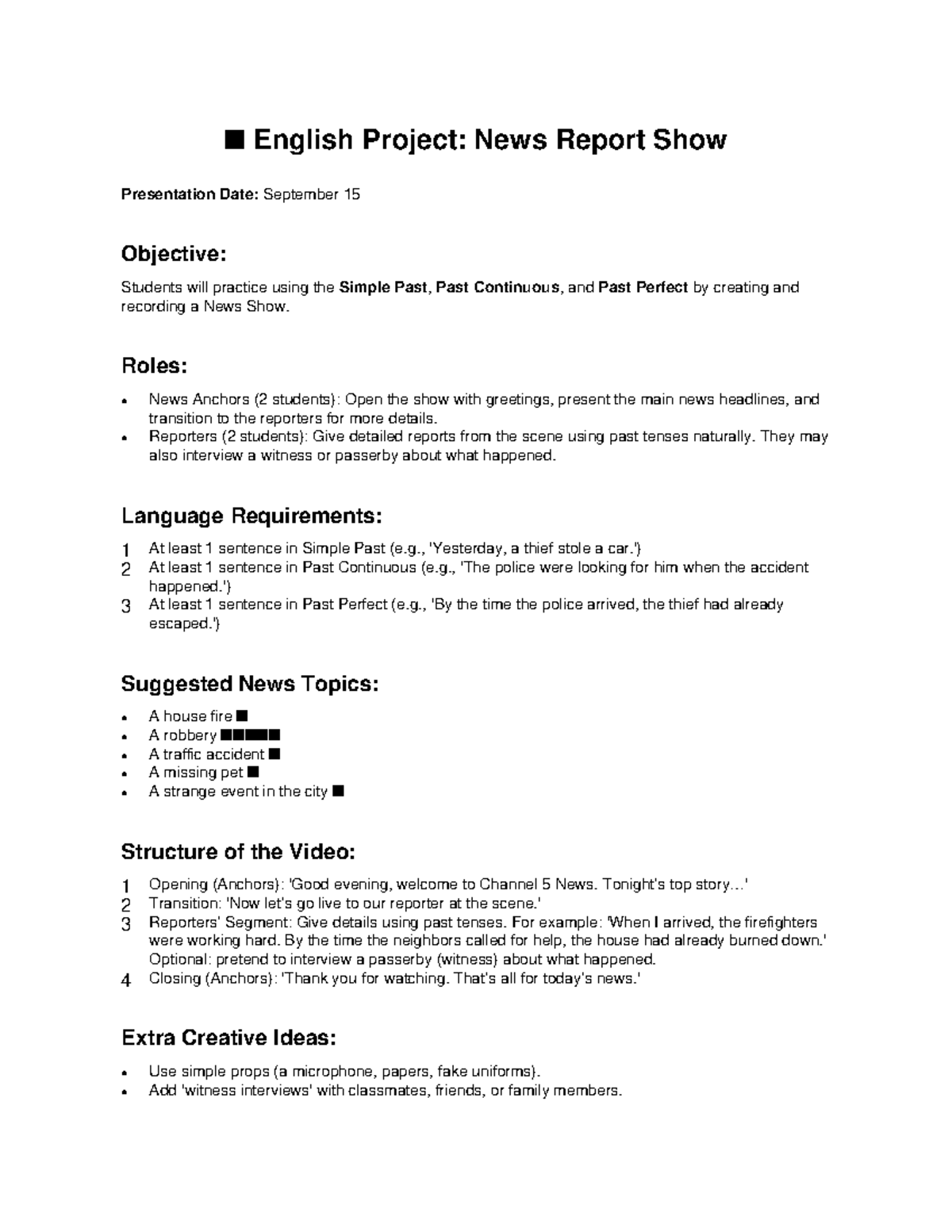 ENG 101: News Report Project Guidelines & Presentation Tips - Studocu