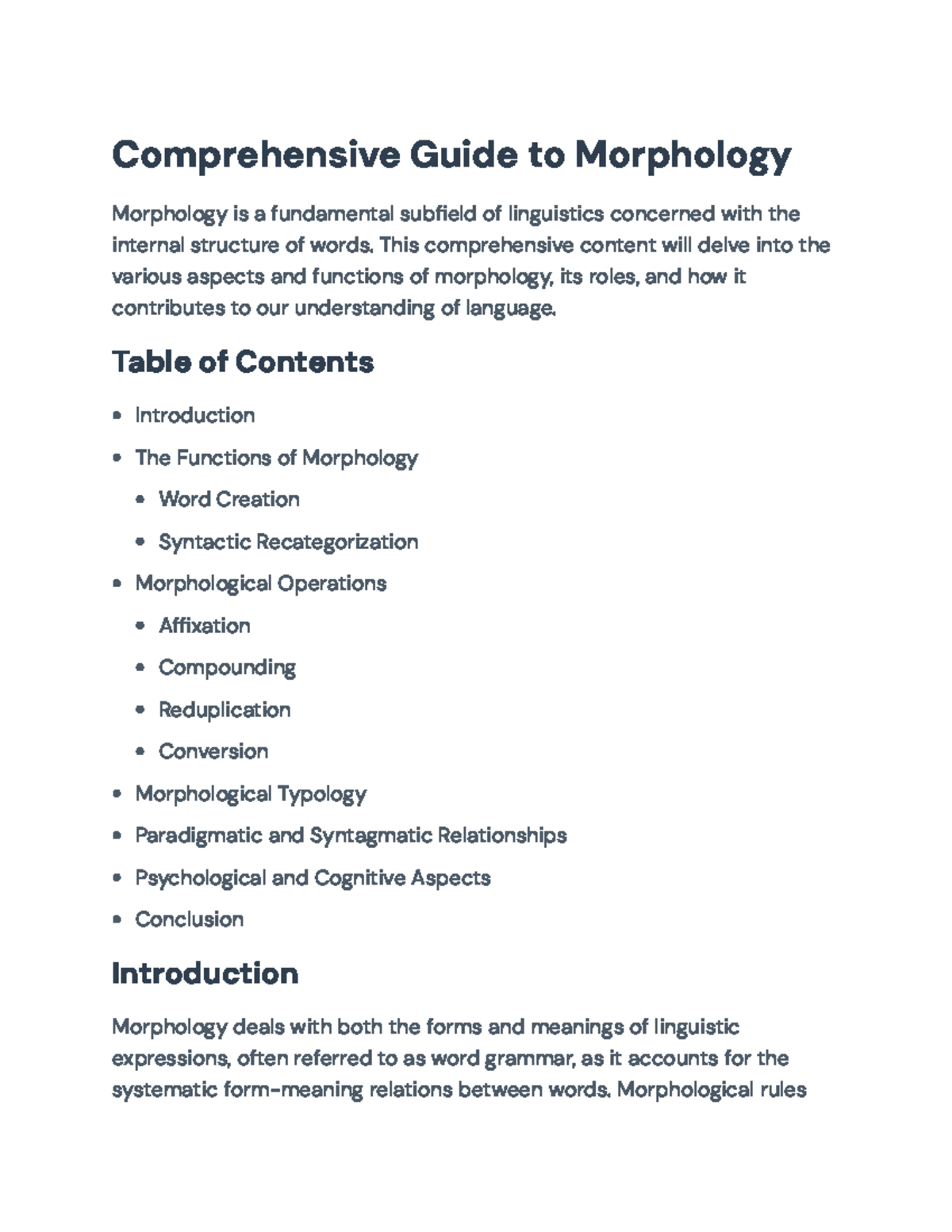 Comprehensive Guide to Morphology: Word Structure & Functions - Studocu