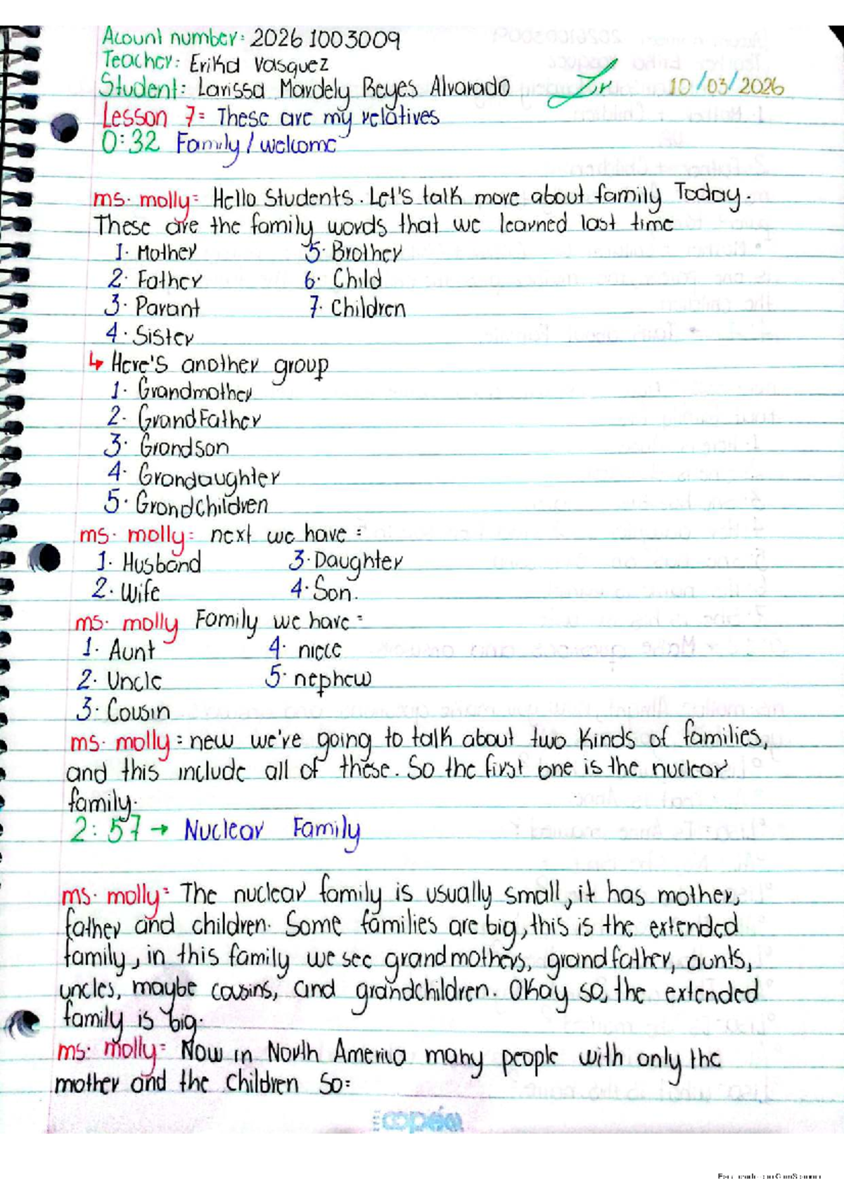 U2T3a26 - Lesson Notes on Family Vocabulary and Types - Studocu