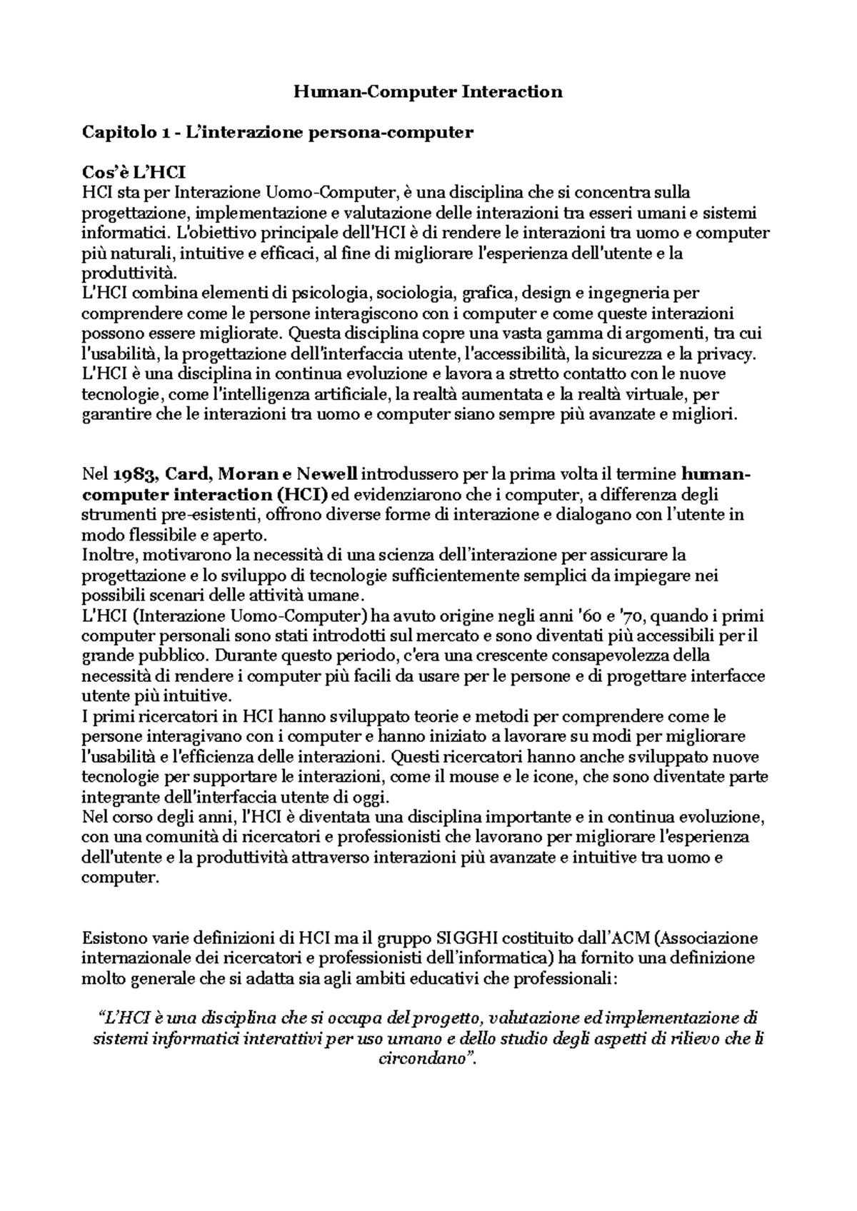 Human-computer Interaction - Human-Computer Interaction Capitolo 1 - L ...