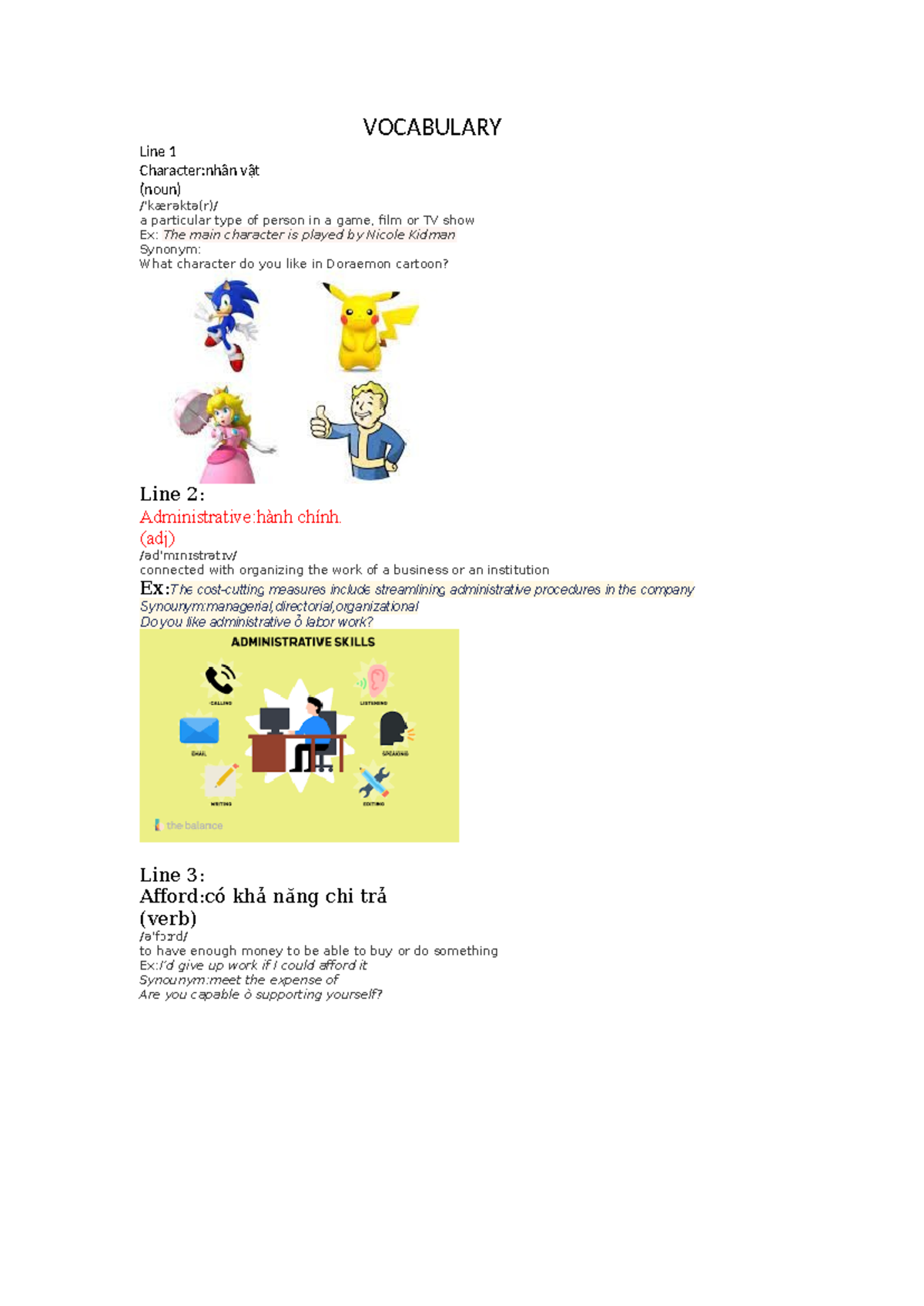 Vocabulary List - Bdbdb - Studocu