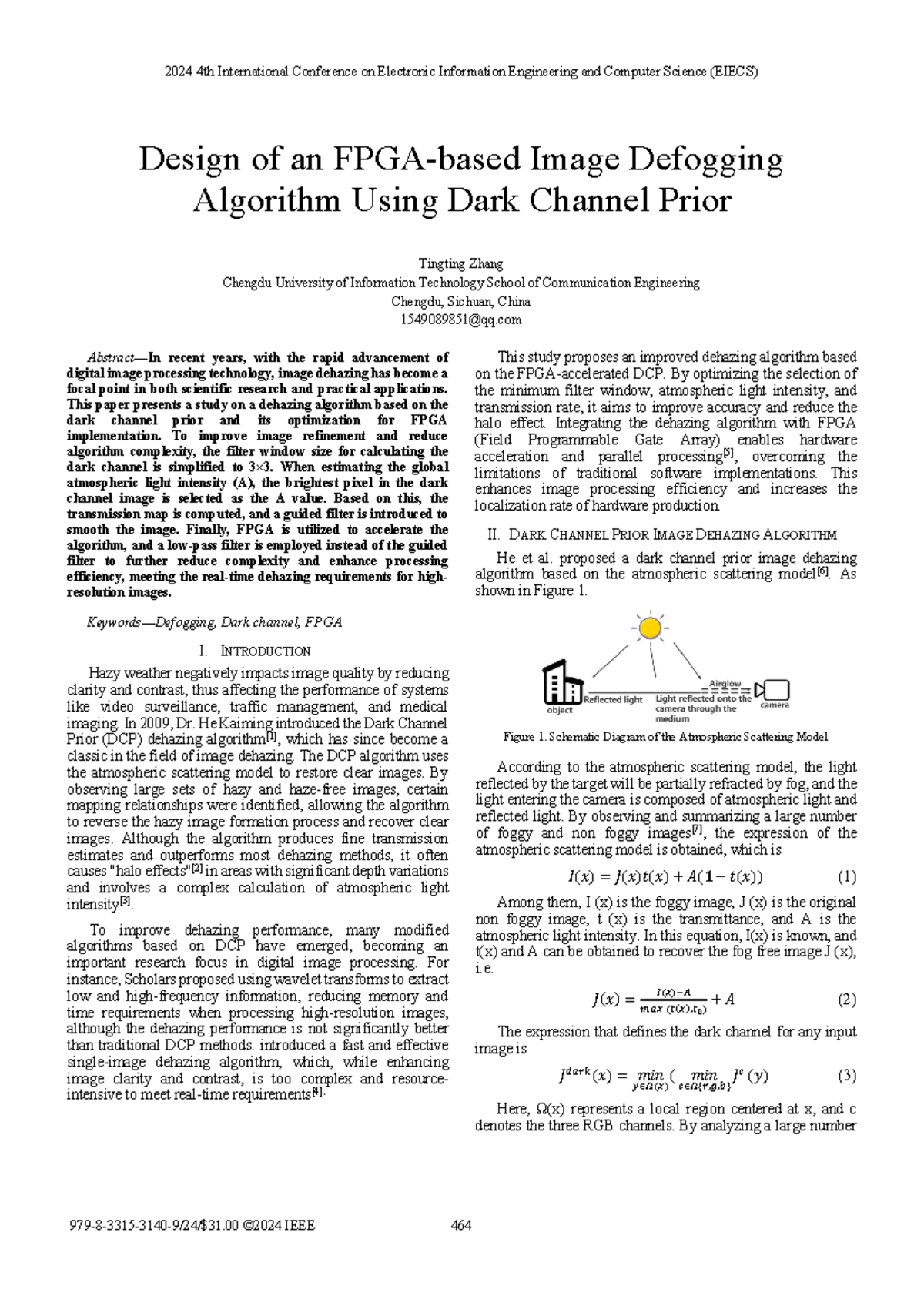 Design of an FPGA-based Image Defogging Algorithm (EIECS 2024) - Studocu