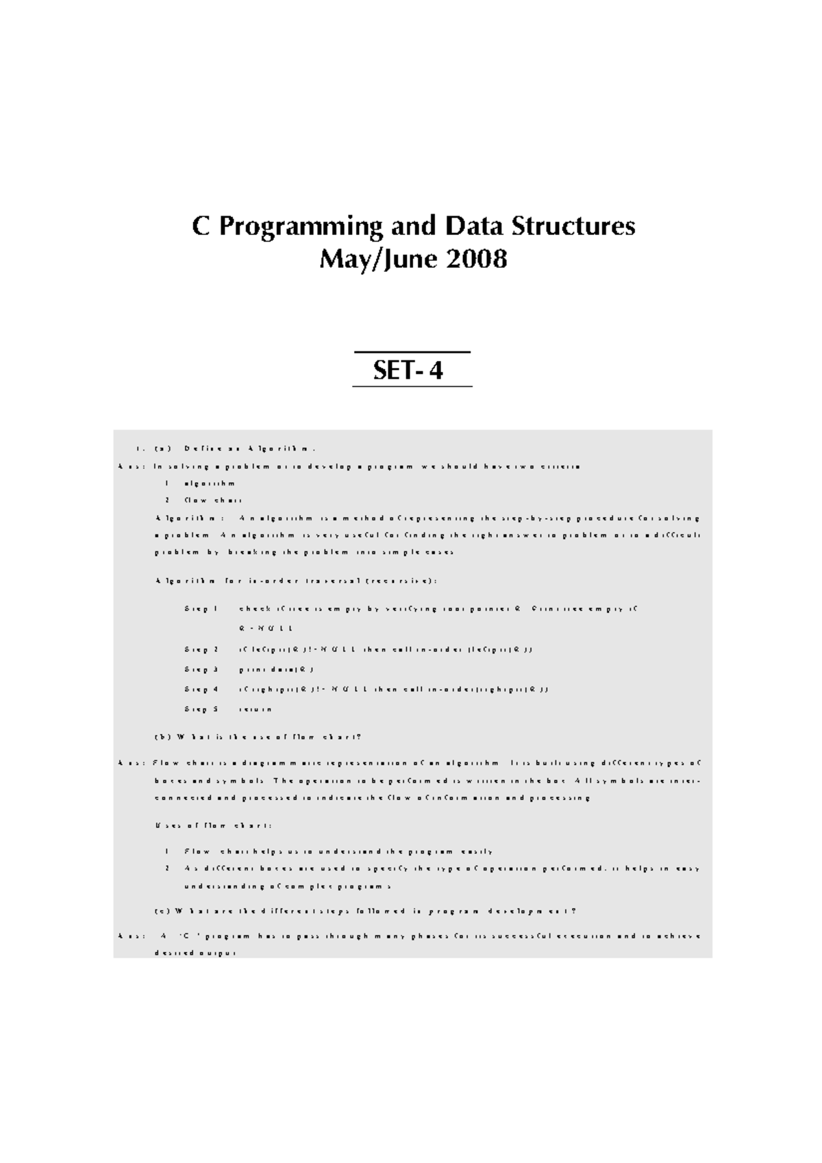 C Programming and Data Structures - Solved Question Paper 2008 - Studocu