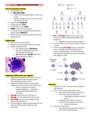 Platelet Disorders Overview - HEMA 2 Midterms BSMT MED22A - Studocu