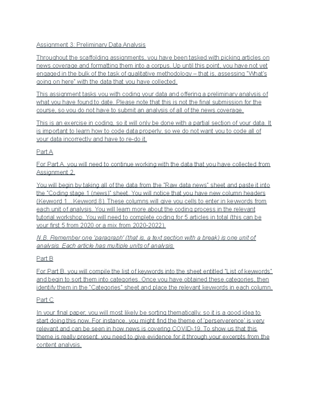 SOC204 Assignment 3: Preliminary Data Analysis & Coding Process - Studocu