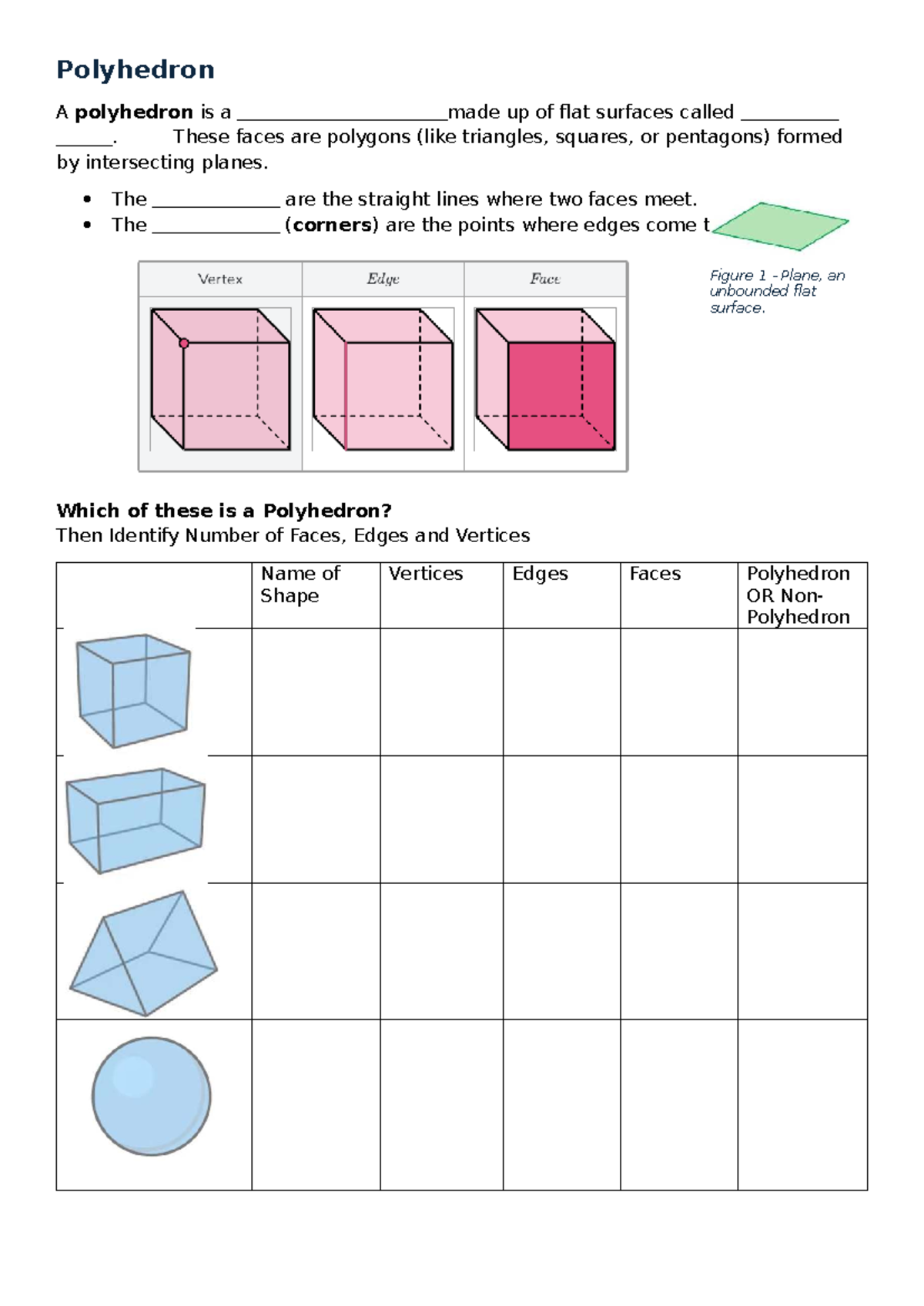 Polyhedron - Geometry Concepts and Surface Area Calculations - Studocu