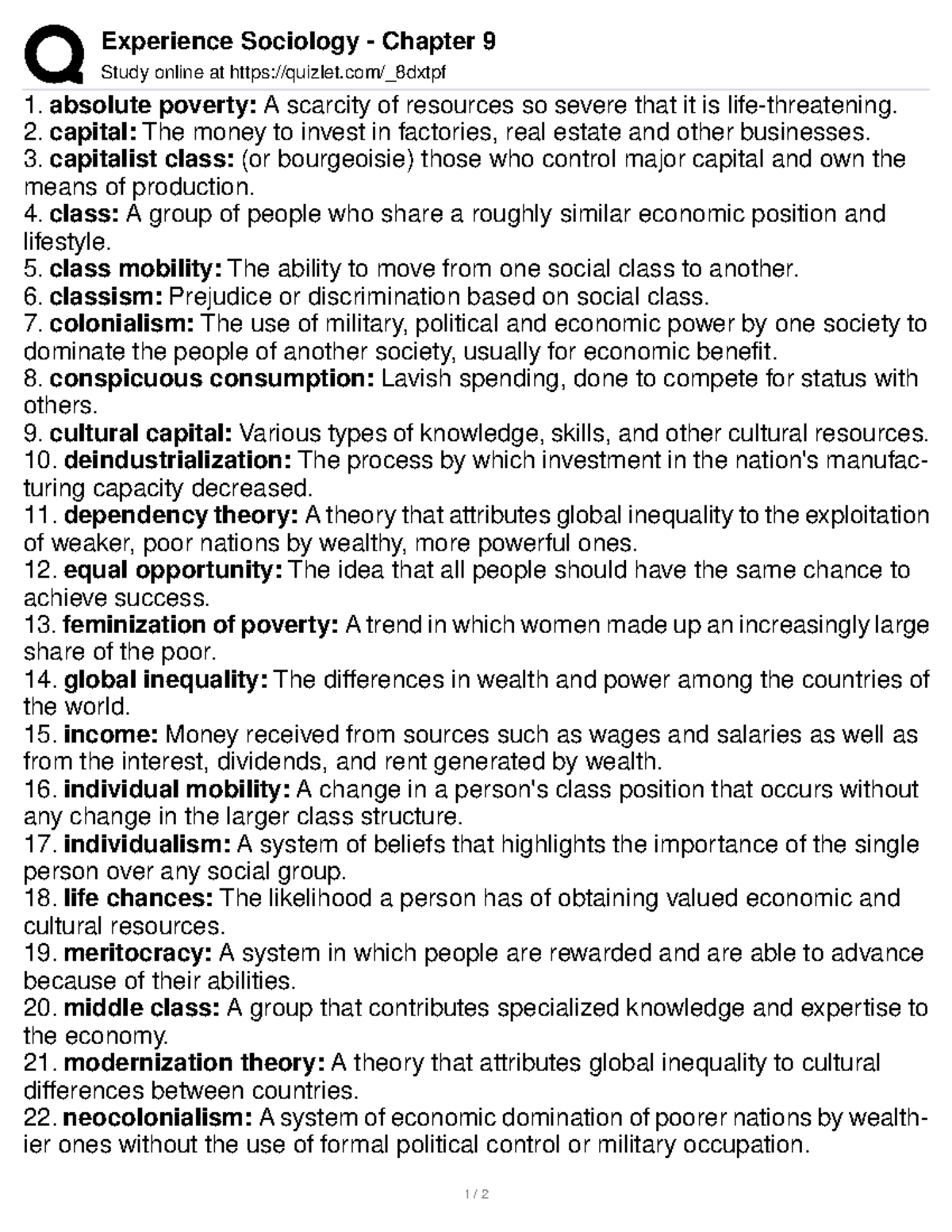 Ch 9 - lecture notes ch 9 expereince sociology - Experience Sociology ...