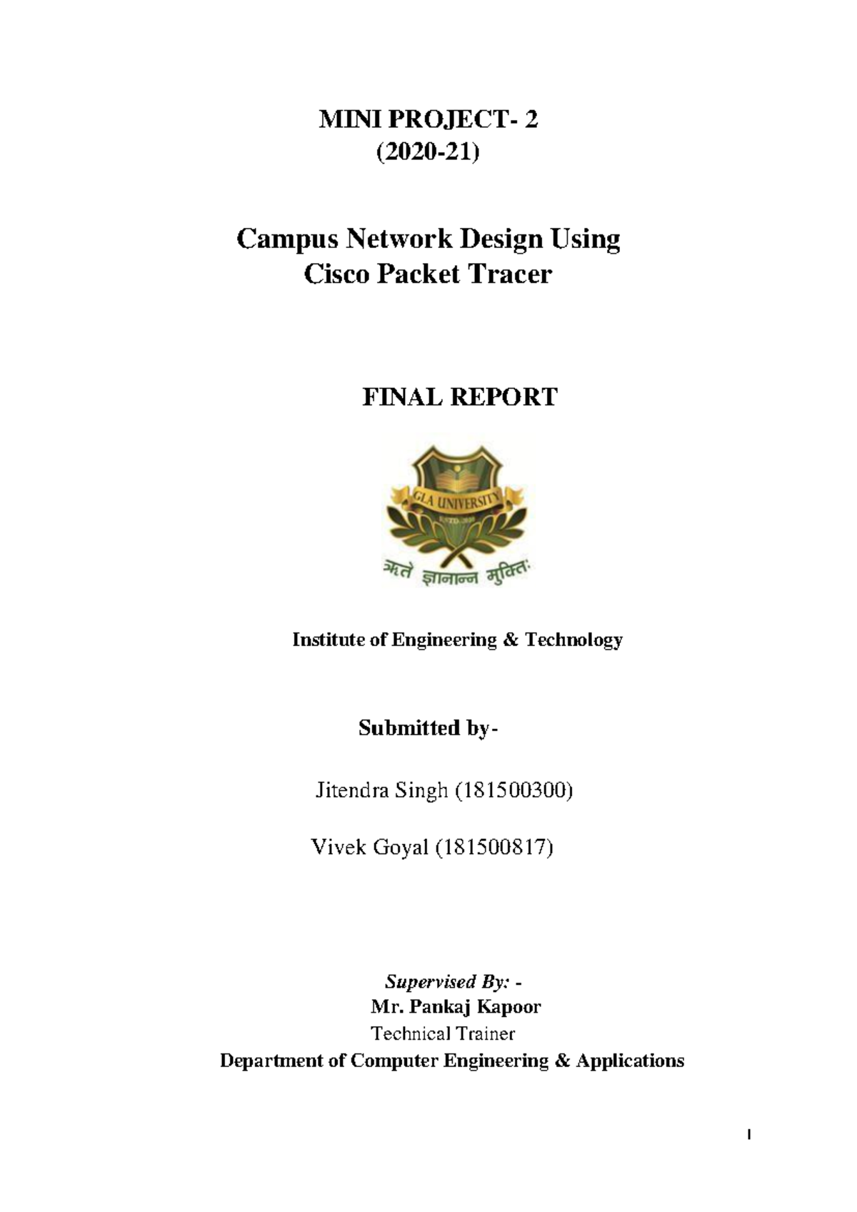 MINI 2 Campus Network Design Using Cisco Packet Tracer - Final Report ...