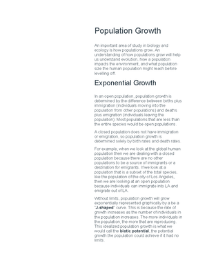 Population Growth Models: Exponential vs. Logistic Dynamics (BIO 102 ...