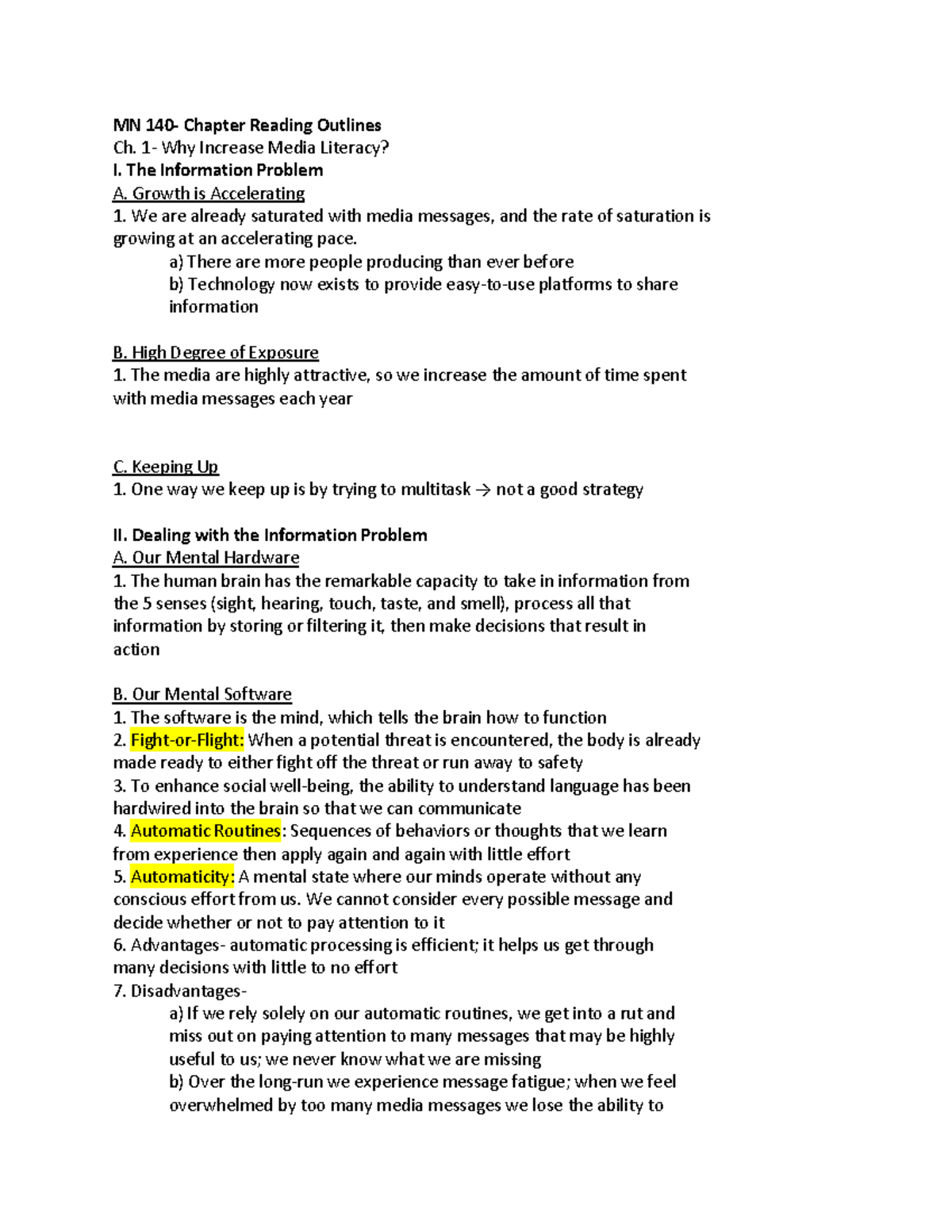 MN 140 - Midterm Reading Outline: Media Literacy and Audience Analysis ...