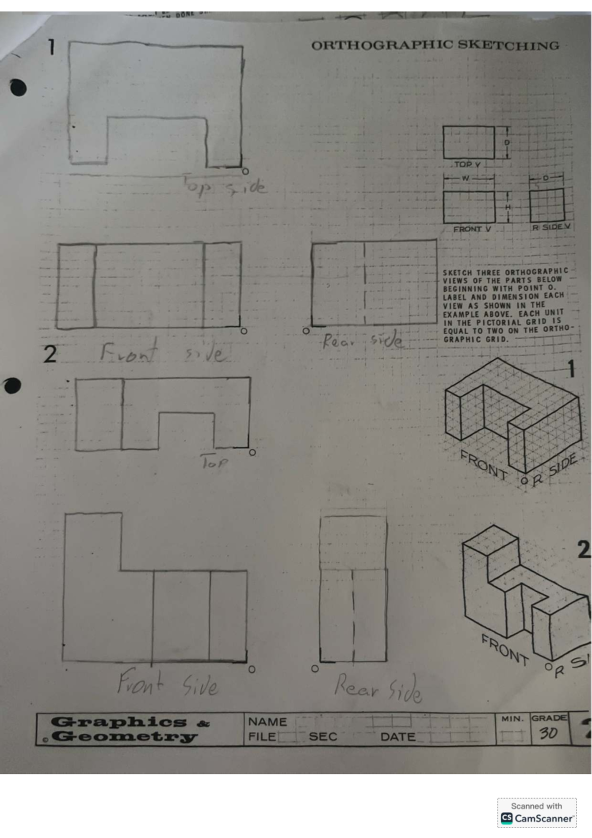 Orthographic Sketching Assignment - Geometry 1A - Studocu