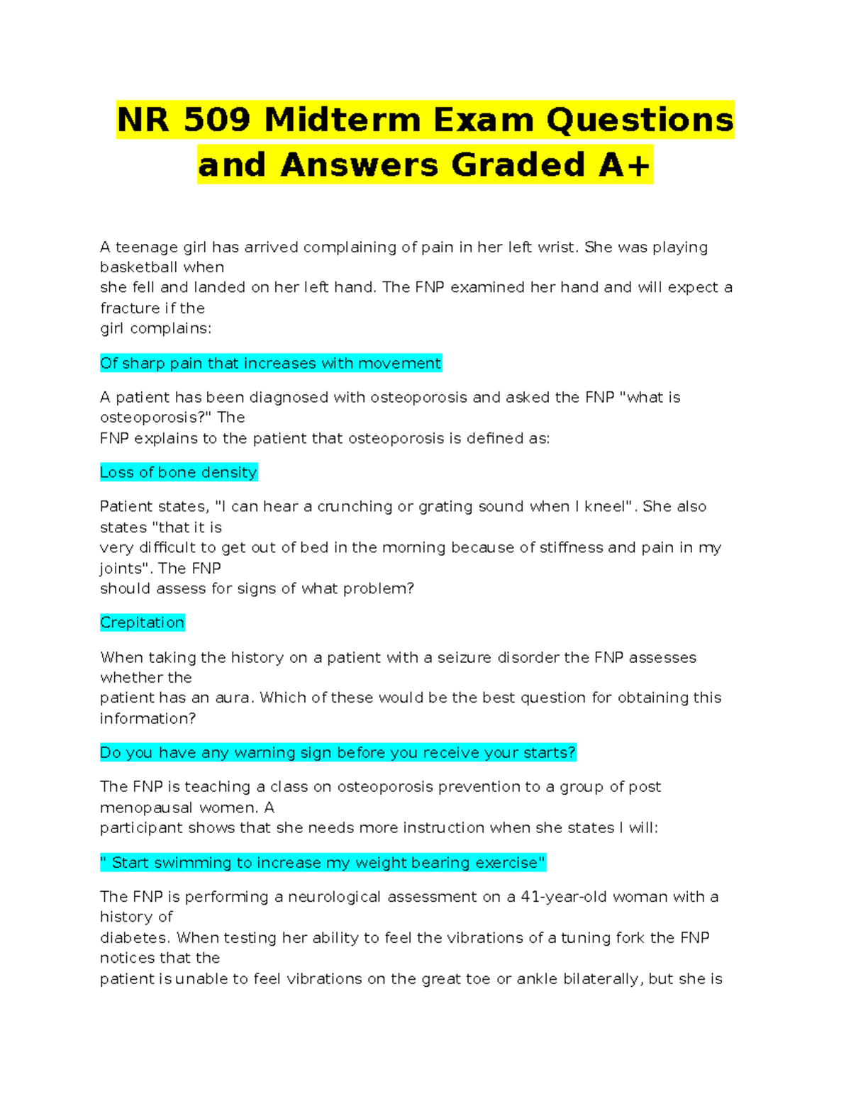 健康・医学 Answers to Everyday Questions Midterm Study Guide 6635 - Key Questions & Concepts in