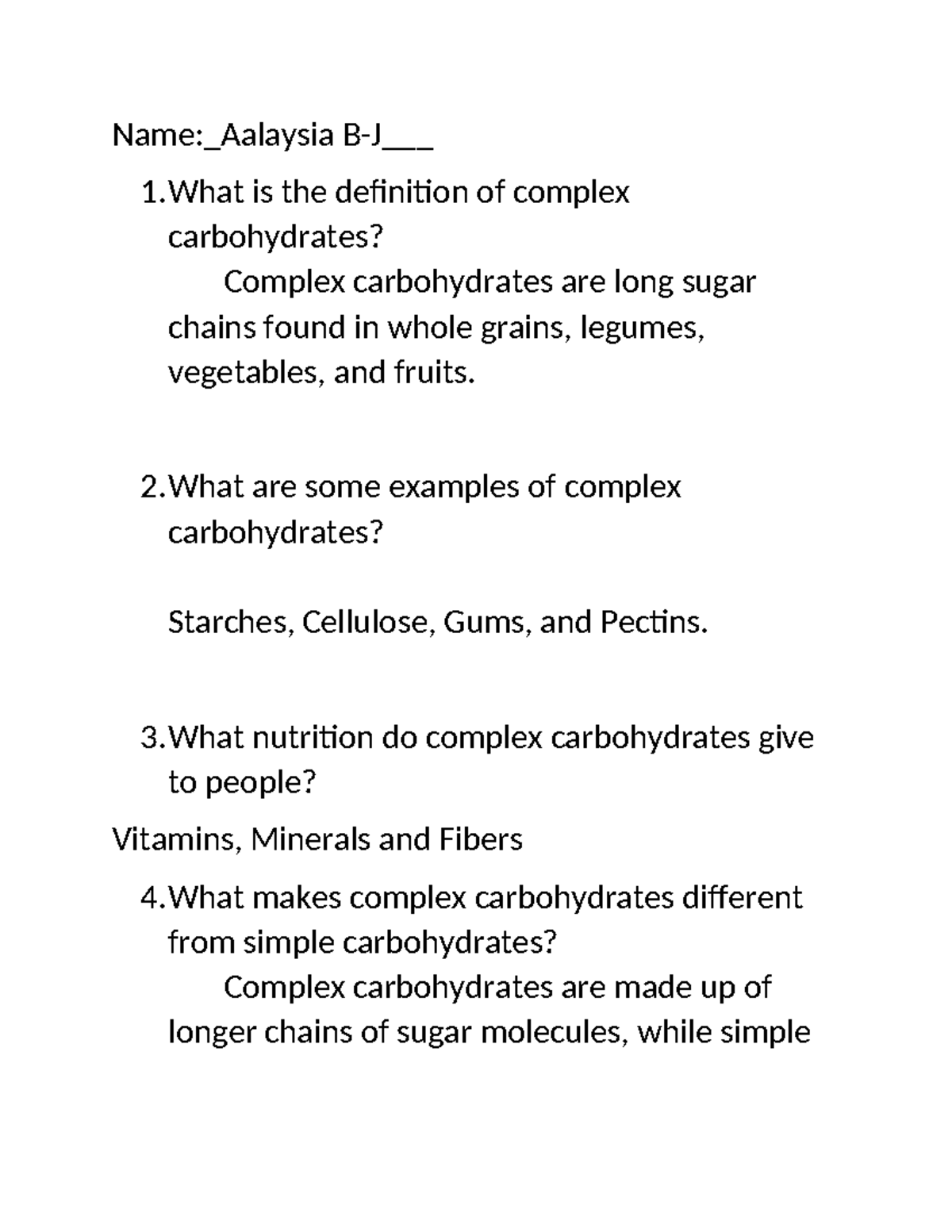 3 Examples Of Complex Carbohydrates