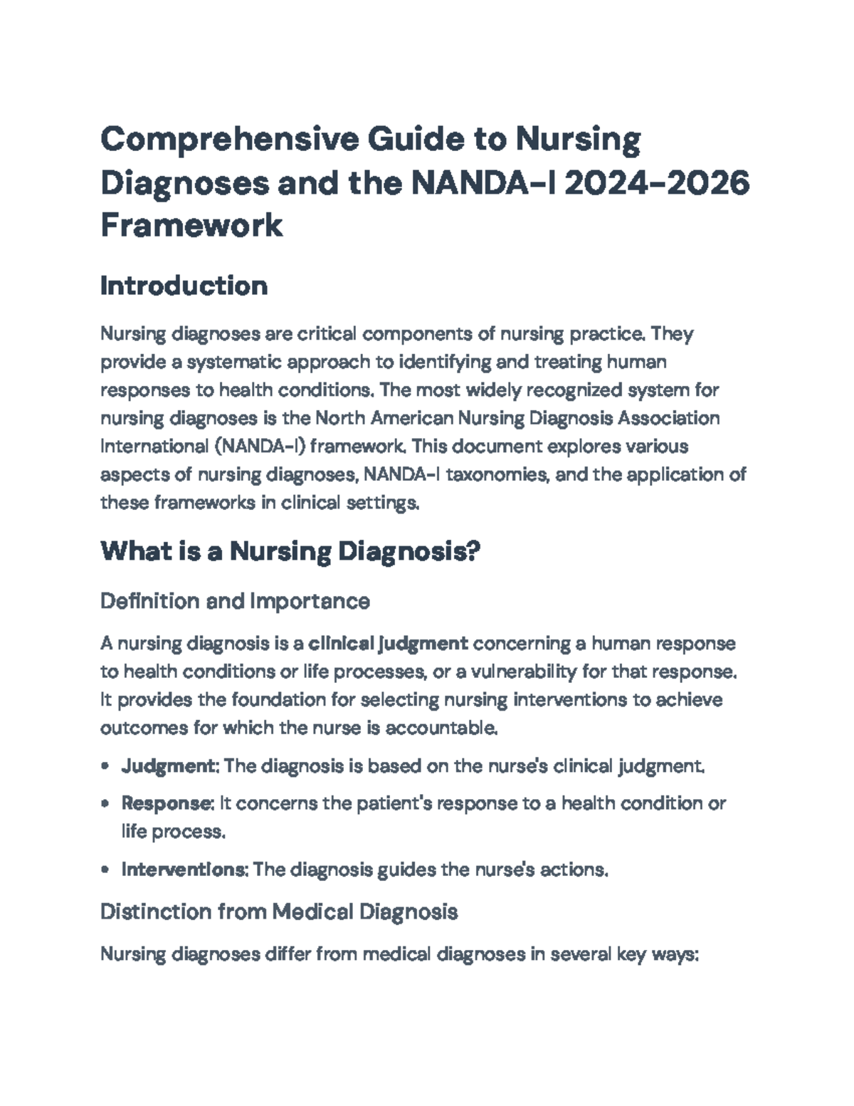 Comprehensive Guide to Nursing Diagnoses and NANDA-I Framework (2024 ...