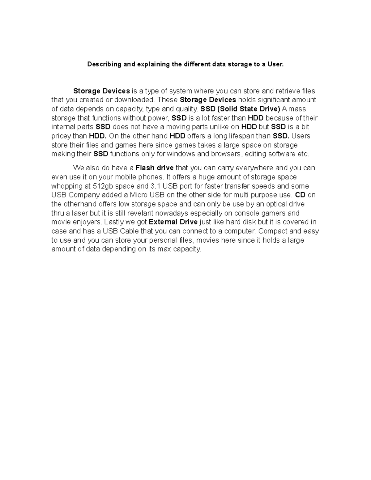 Storage Devices Explained: SSD, HDD, USB & More Insights - Studocu