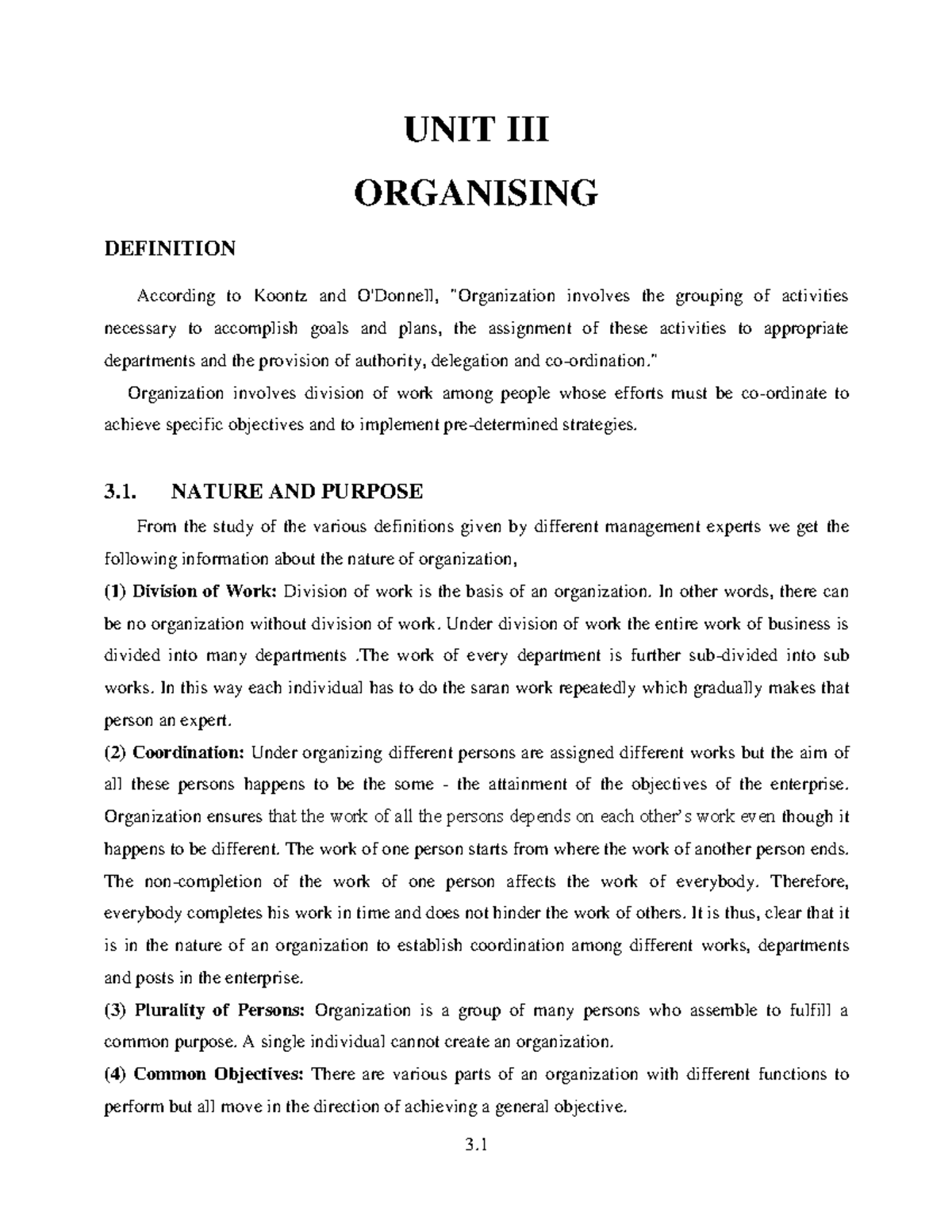 POM 301 - Comprehensive Notes on Organizing and Structure - Studocu