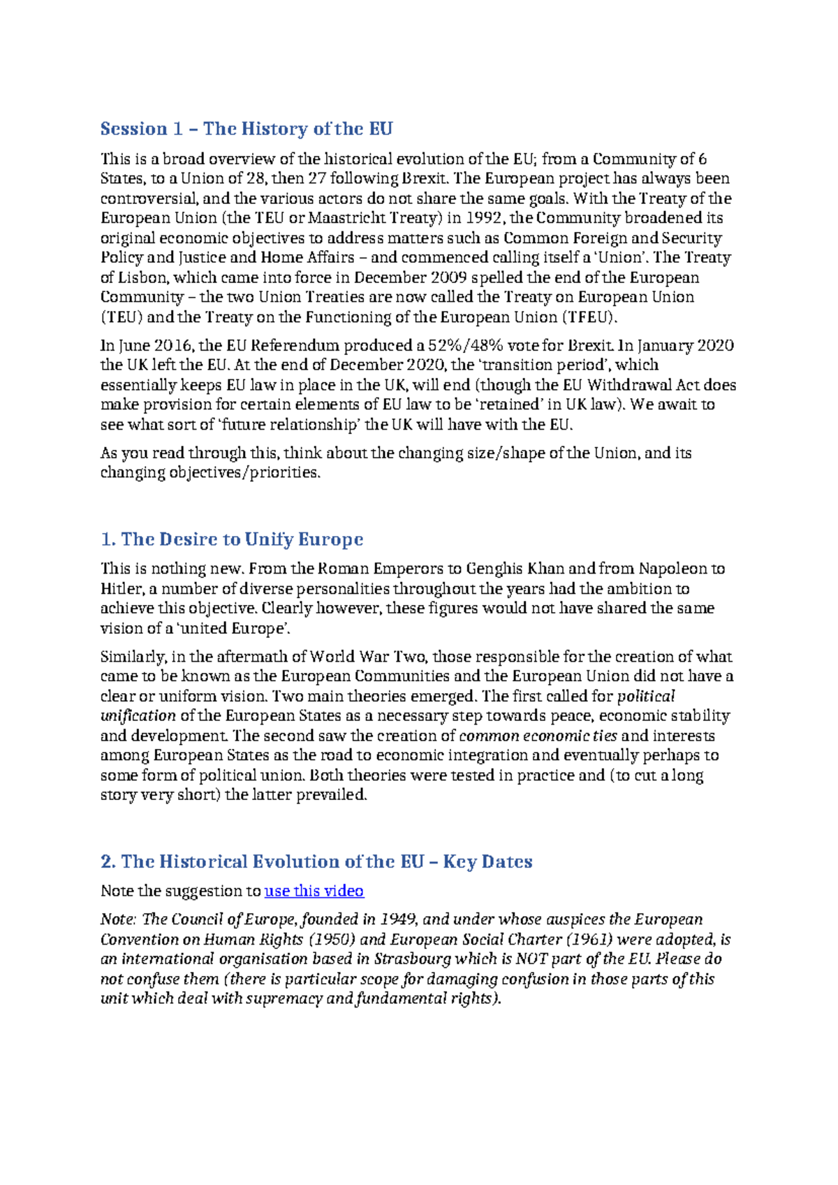 Handbook for Cycle 1 - final DA - Session 1 – The History of the EU ...