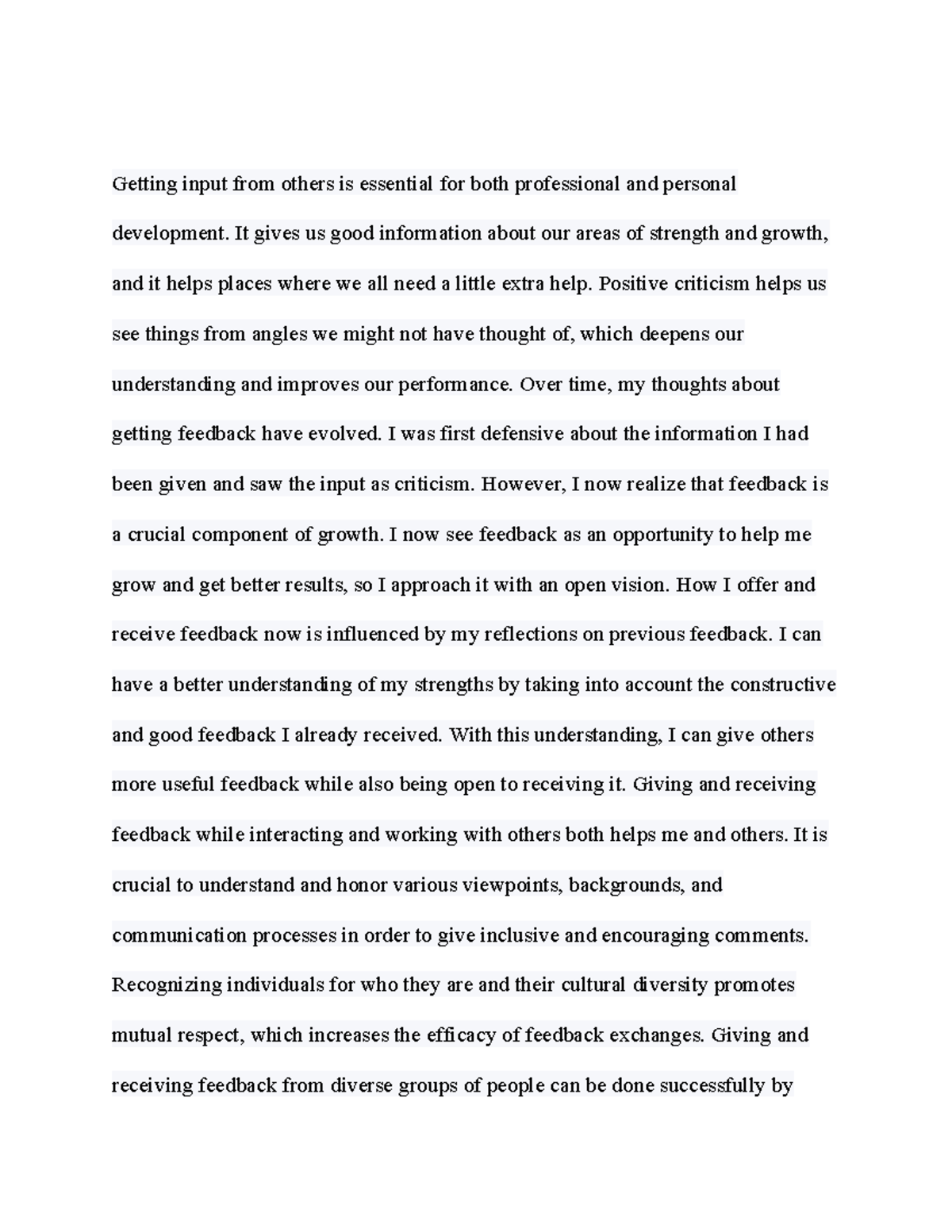 Untitled document - this is semi final - Getting input from others is ...
