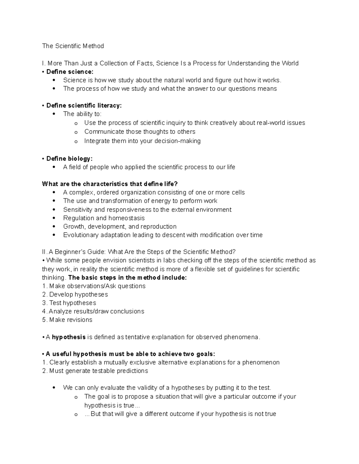 BIO 105 - Understanding the Scientific Method and Its Applications ...