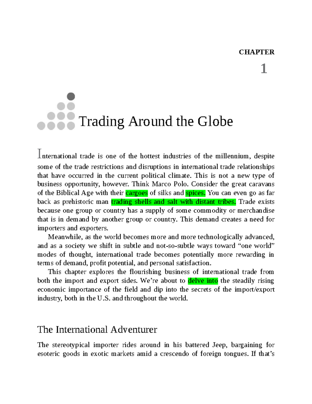 Chapter 1: Trading Around the Globe - Insights on International Trade ...