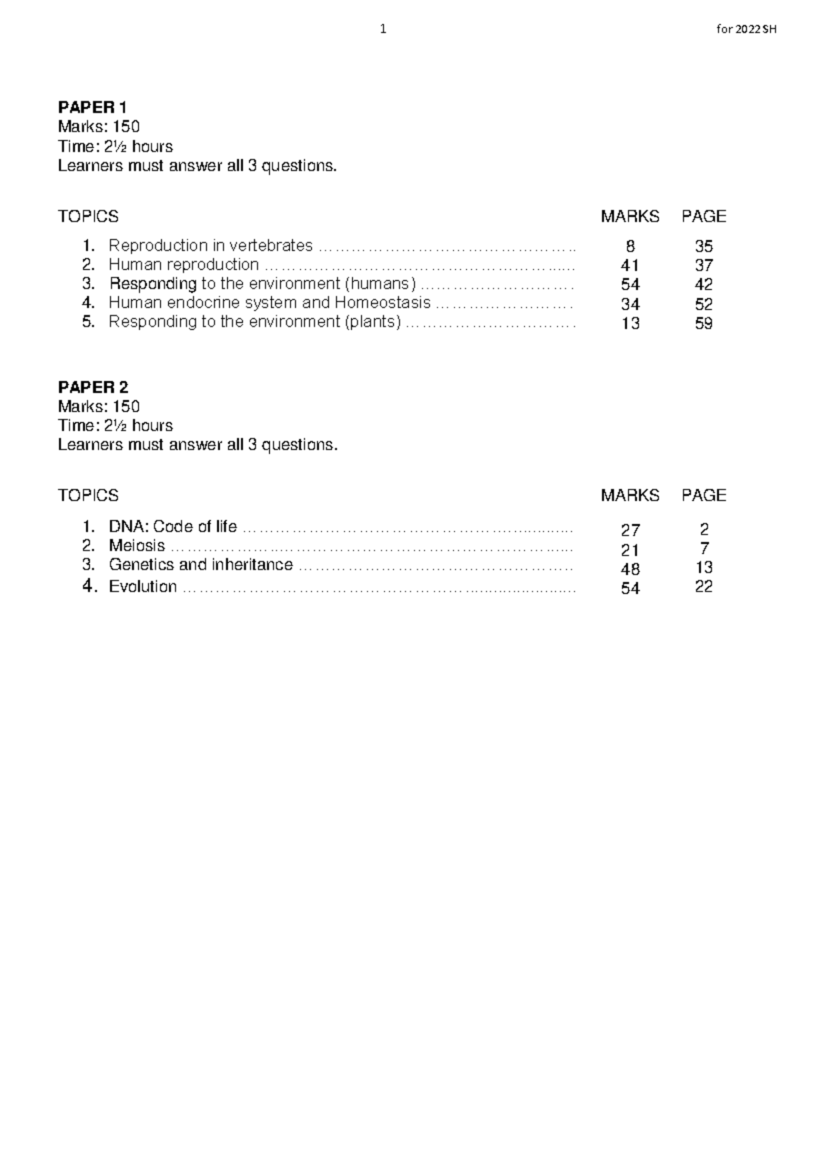Grade 12 LIFE Sciences Final Exam Notes (045329) - All Chapters - Studocu