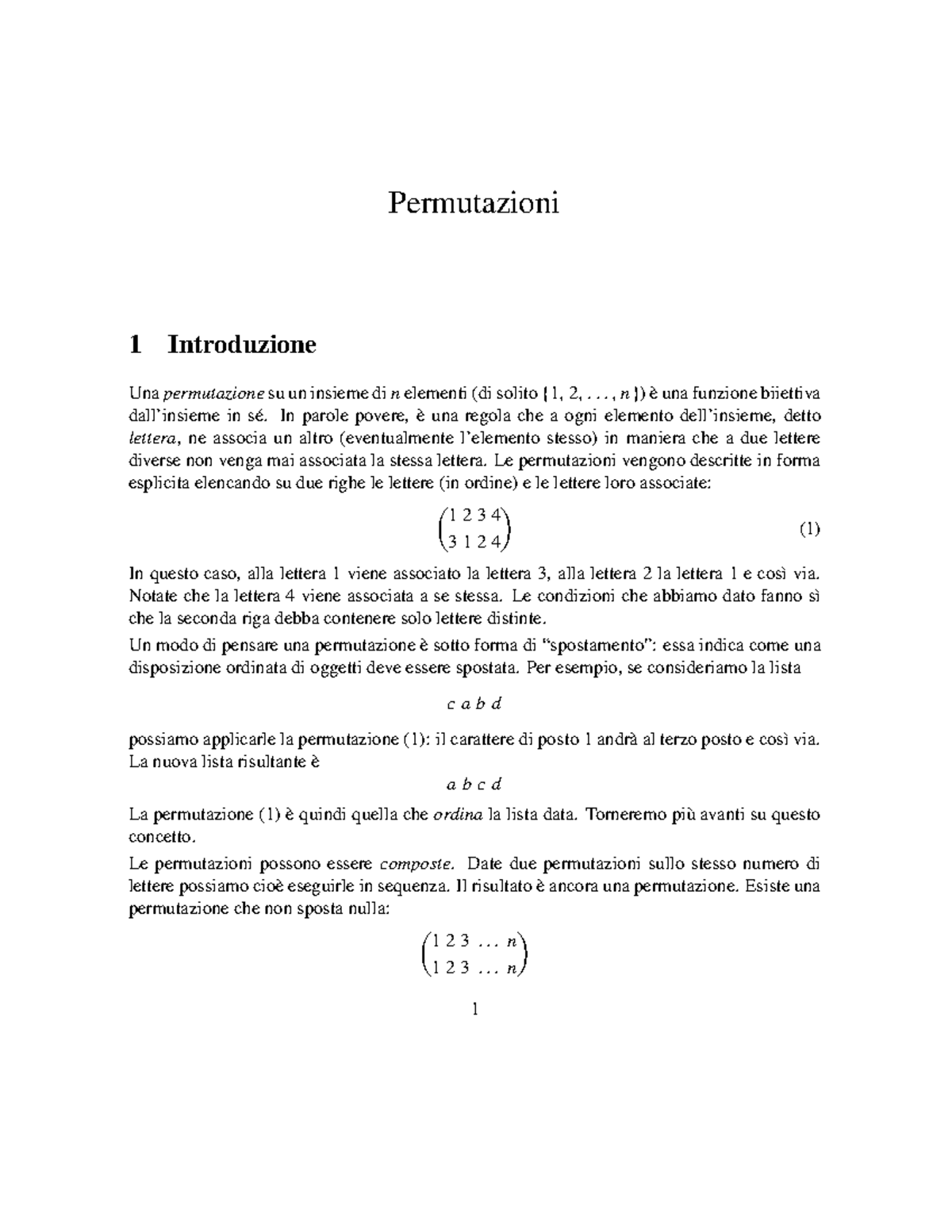 Appunti su permutazioni - Geometria e combinatoria a.a. 2010/2011 ...