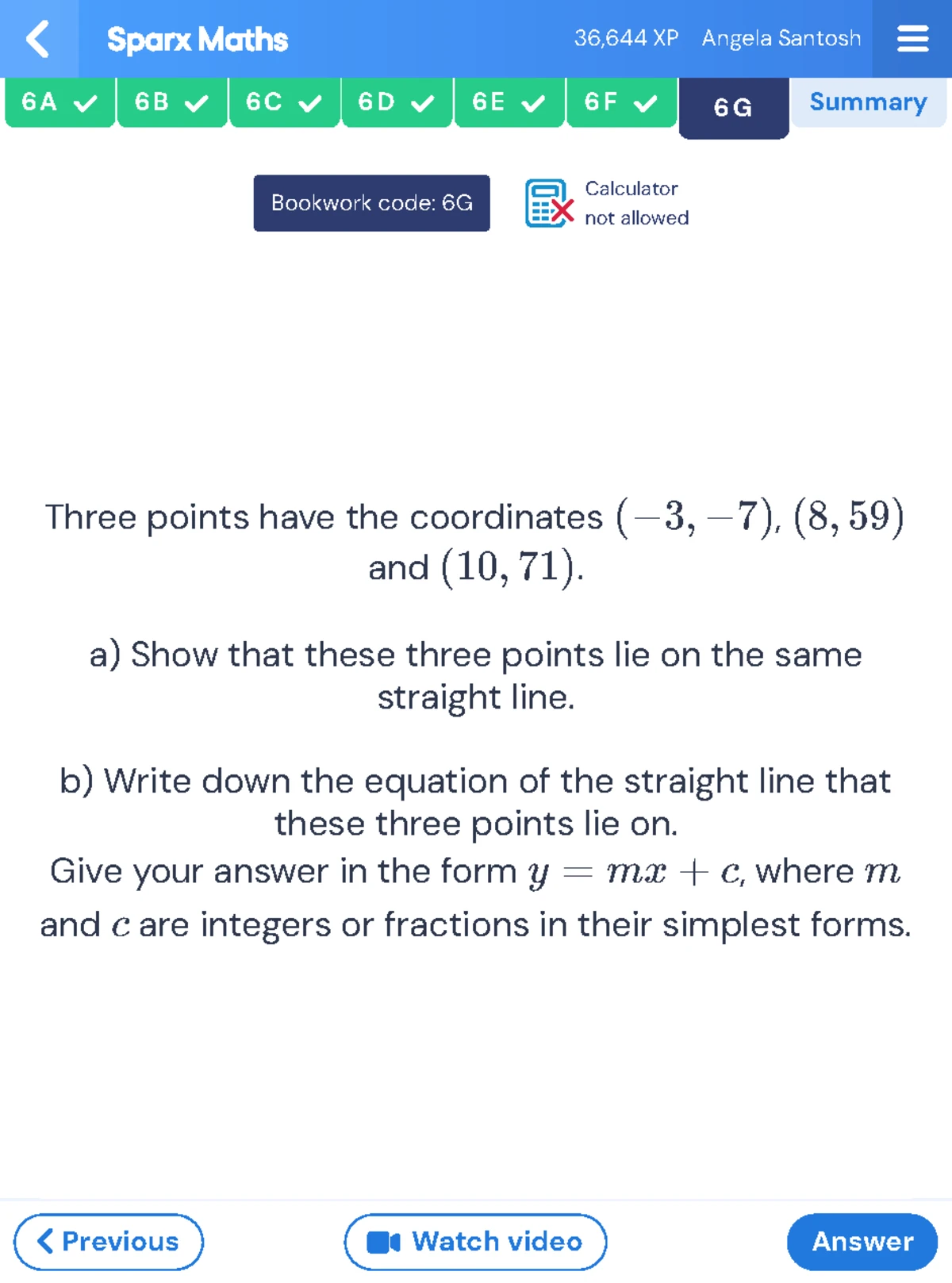 Sparx Maths - 32,129 XP Angela Santosh Menu 1 A 1 B 1 C 1 D 1 E 1 F 1 G ...