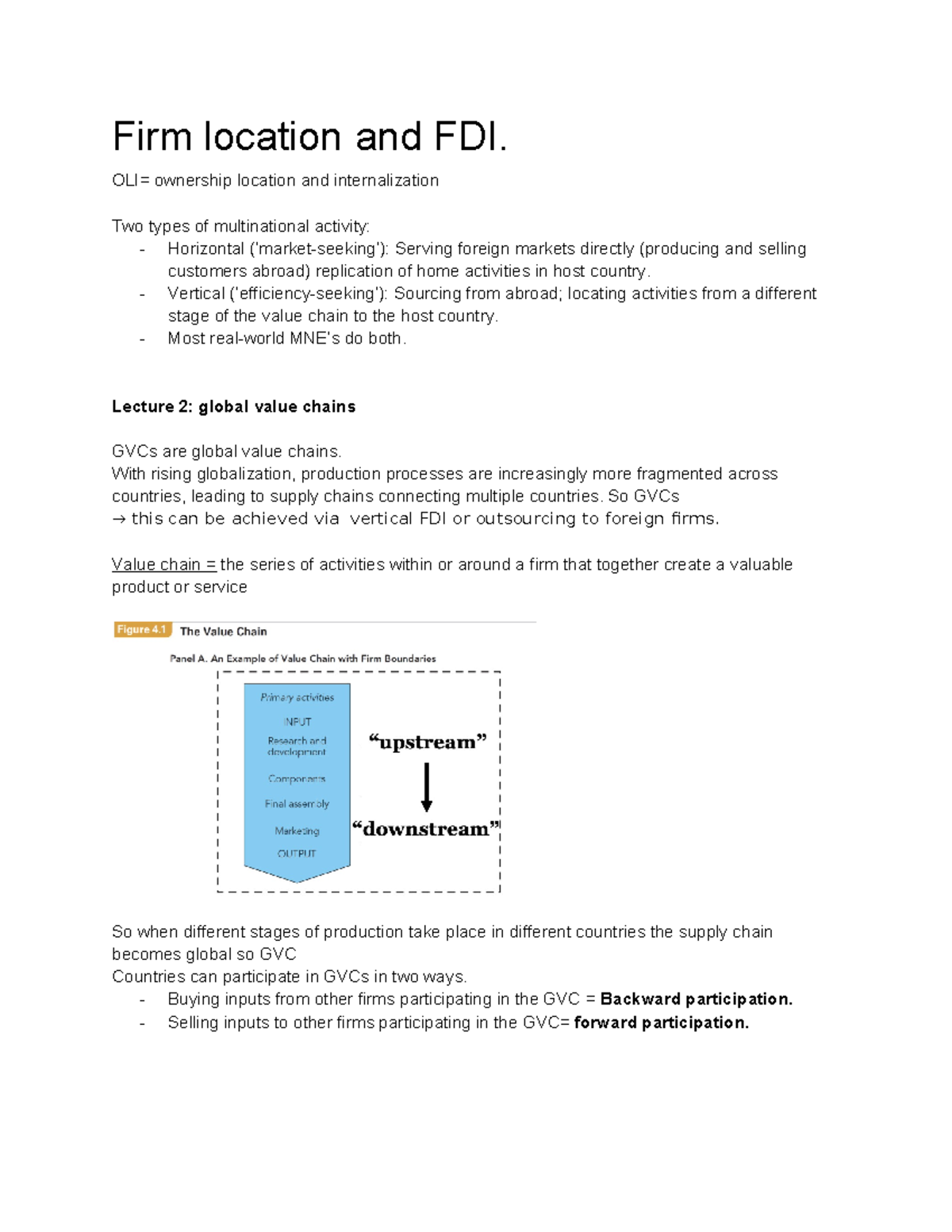 Firm Location and FDI: Summary Notes on Global Value Chains (GVCs ...