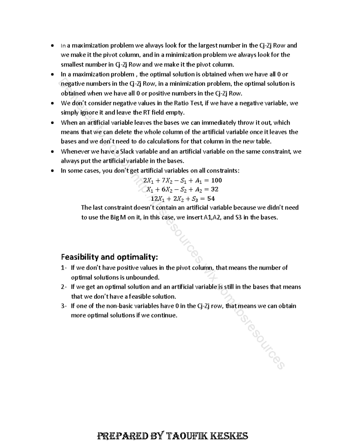 Important Notes on the Simplex Method (Course Code: SR 101) - Studocu