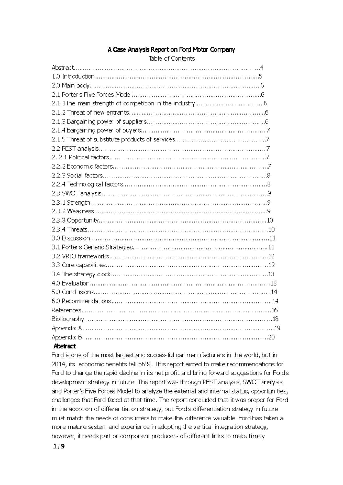 Case Study: Strategic Analysis of Ford Motor Co. (MGMT 450) - Studocu