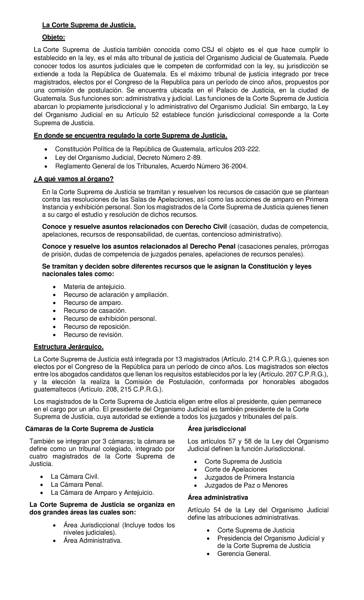 La Corte Suprema de Justicia: Funciones y Estructura en Guatemala - Studocu