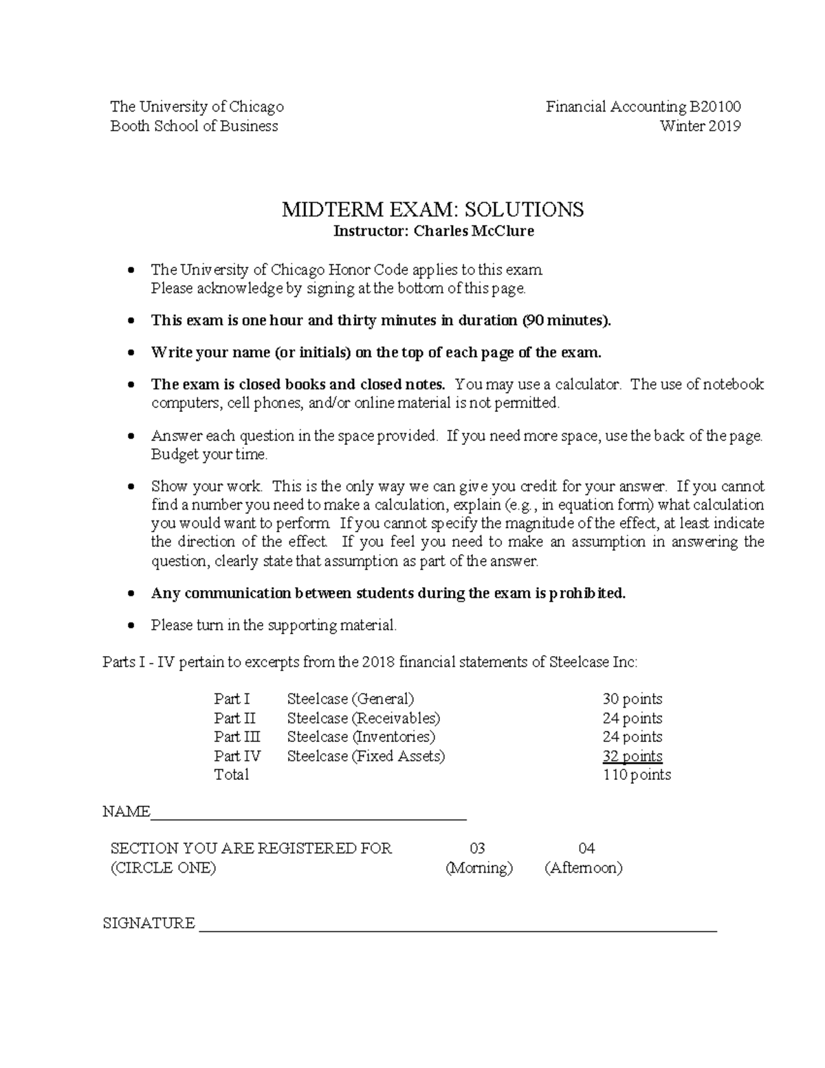 Financial Accounting B: Midterm Exam Solutions (Winter 2019) - Studocu