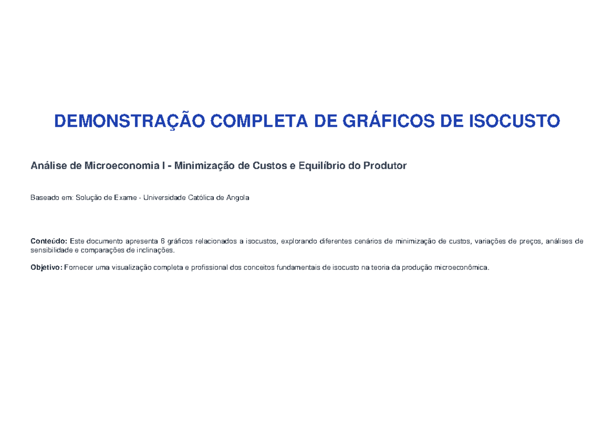 Análise Completa de Gráficos de Isocusto - Microeconomia I - Studocu