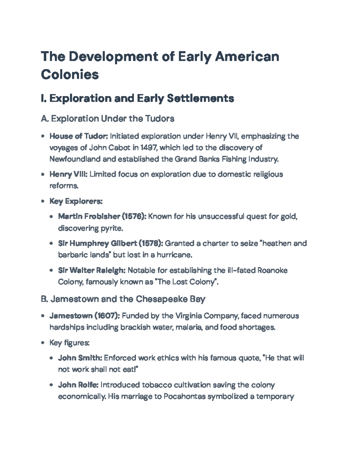 Development of Early American Colonies (HIST 101): Exploration to ...