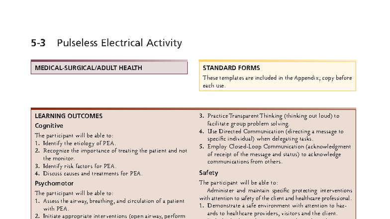 PEA Management Guidelines and Nursing Considerations (NUR 301) - Studocu